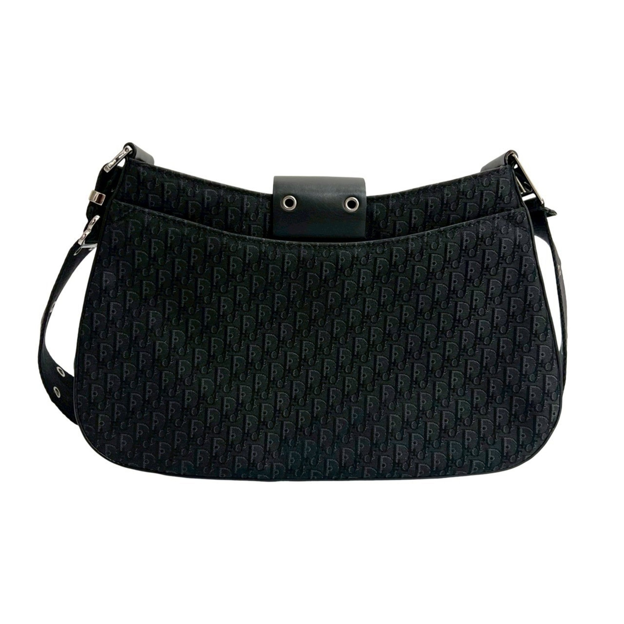 Christian Dior Black Canvas Leather Pochette Shoulder Bag (Pre-Owned)