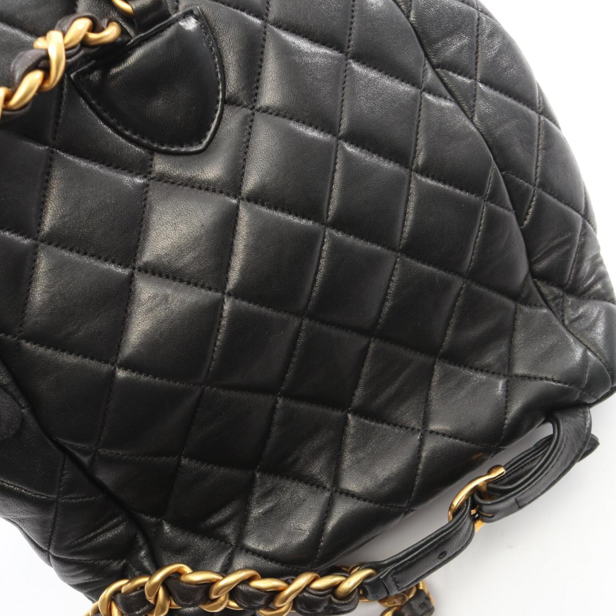 Chanel Matelasse Black Leather Backpack Handbag (Pre-Owned)
