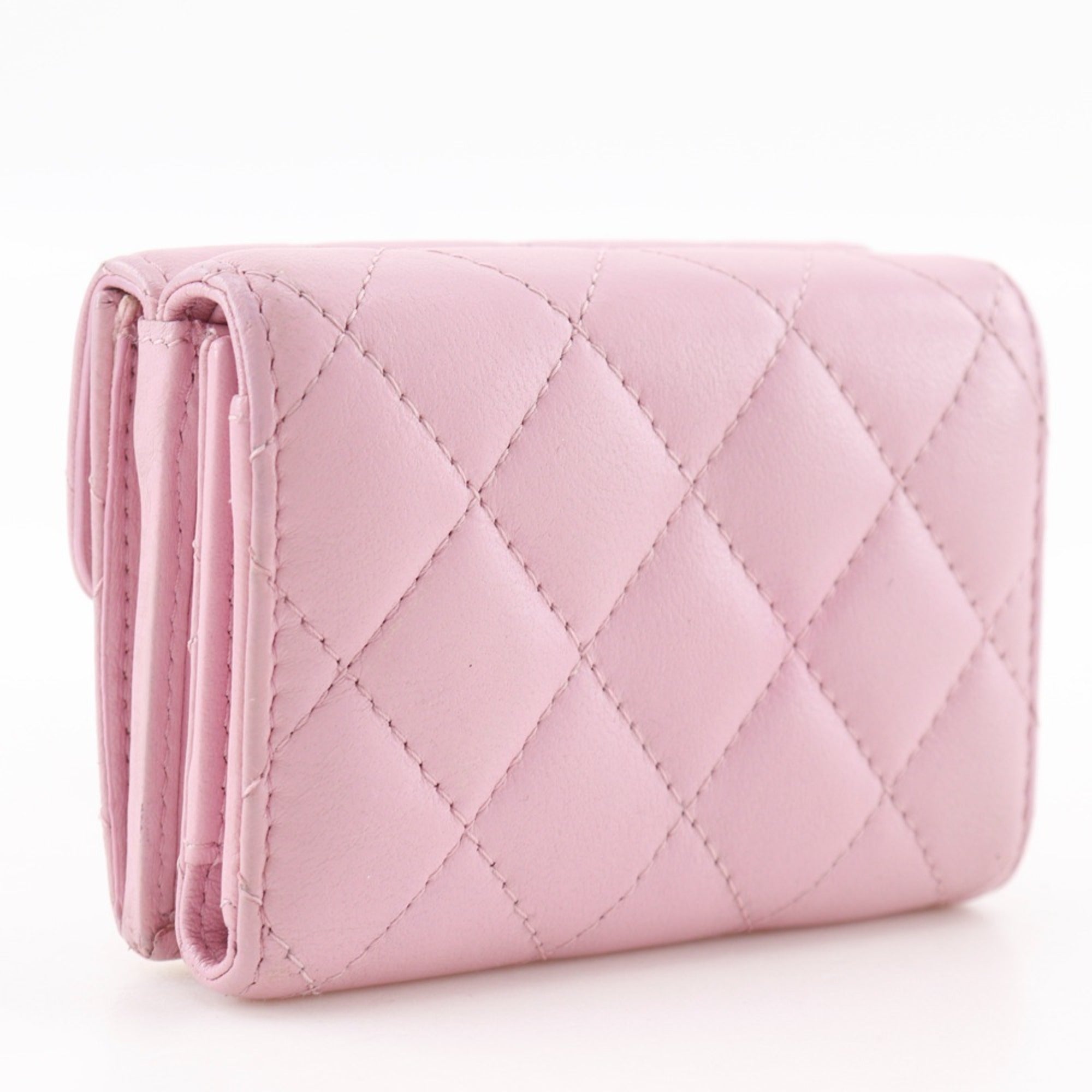 Chanel Gold Pink Leather Wallet (Tri-Fold) (Pre-Owned)