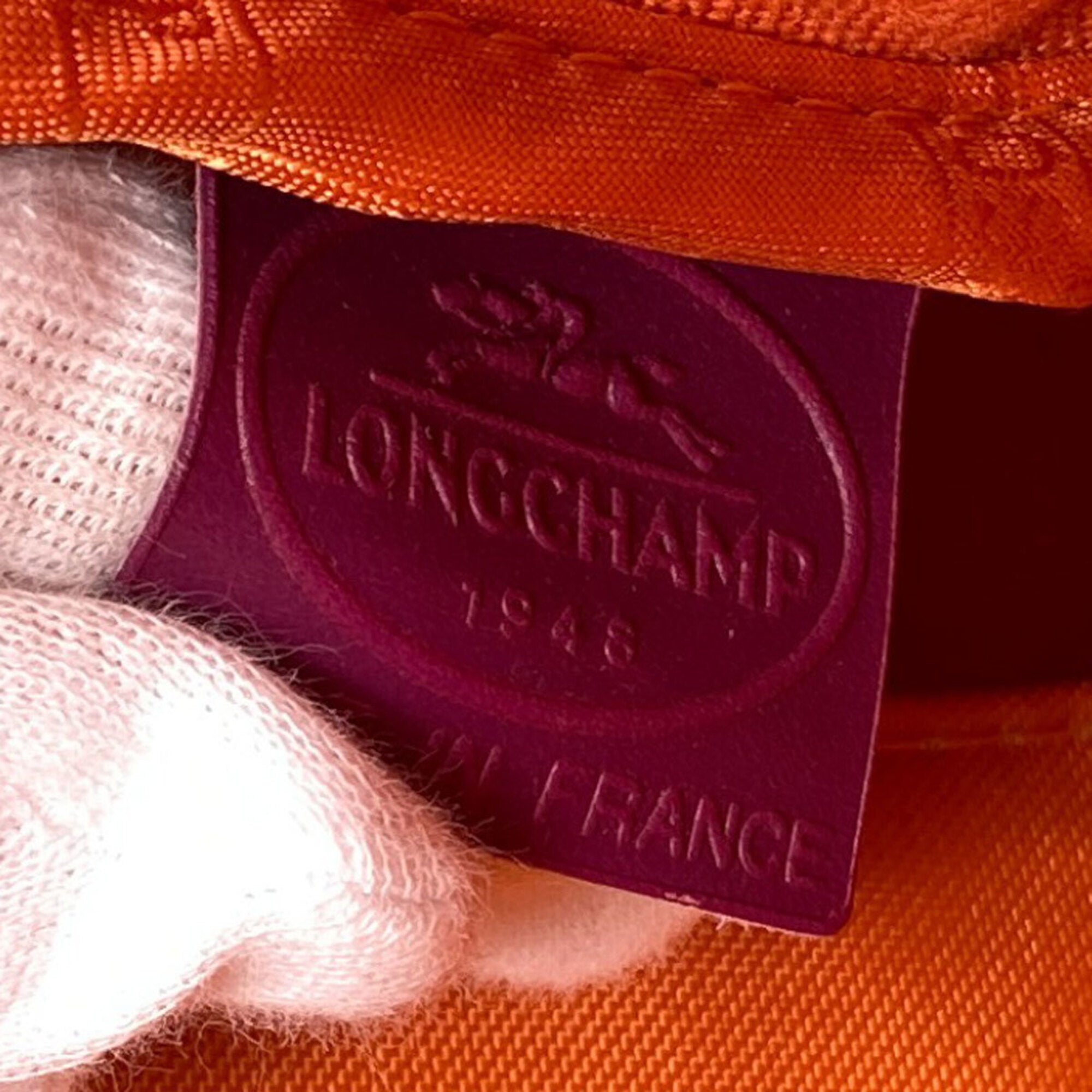 Longchamp Orange Pink Purple Canvas Tote Bag (Pre-Owned)
