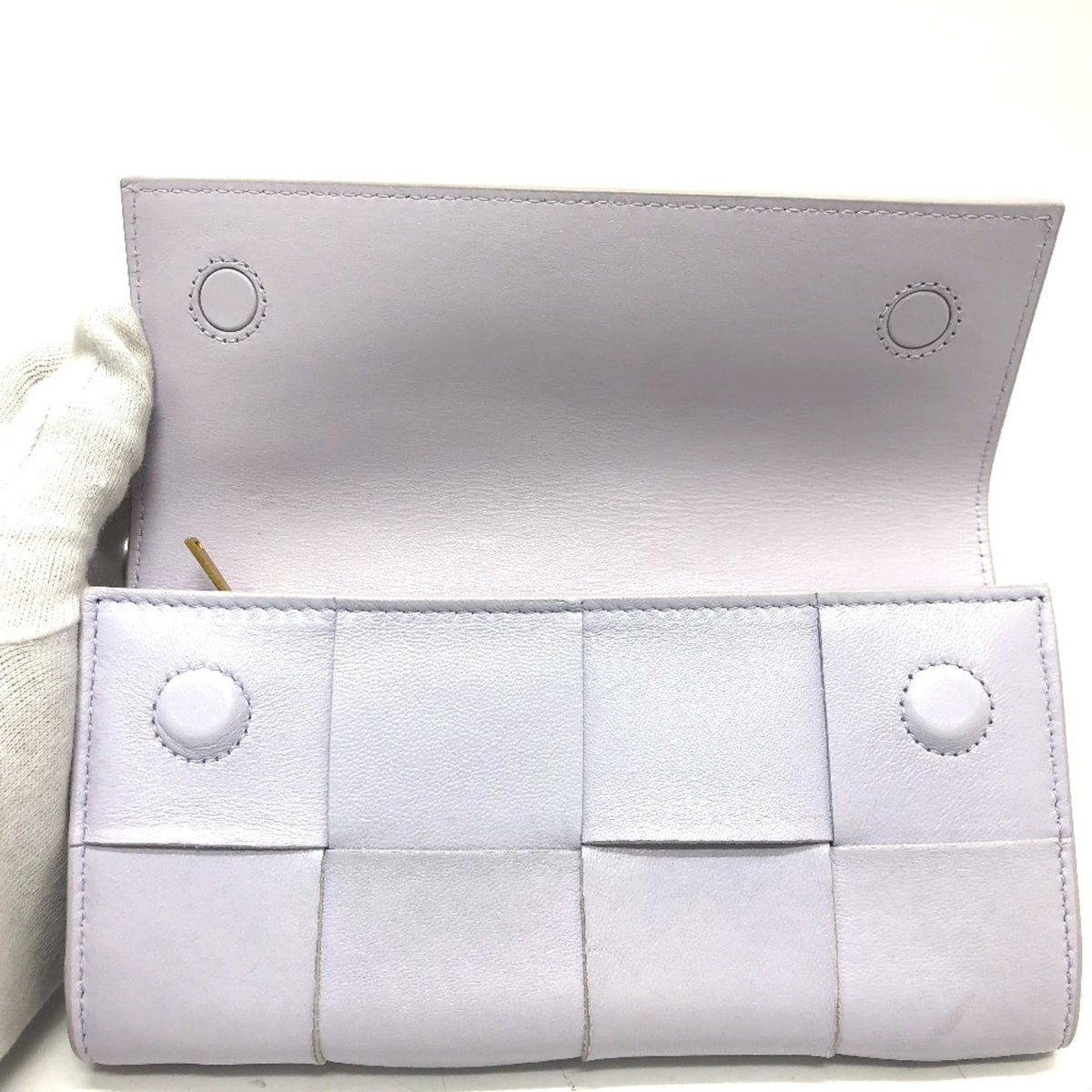 Bottega Veneta Purple Leather Long Wallet (Bi-Fold) (Pre-Owned)