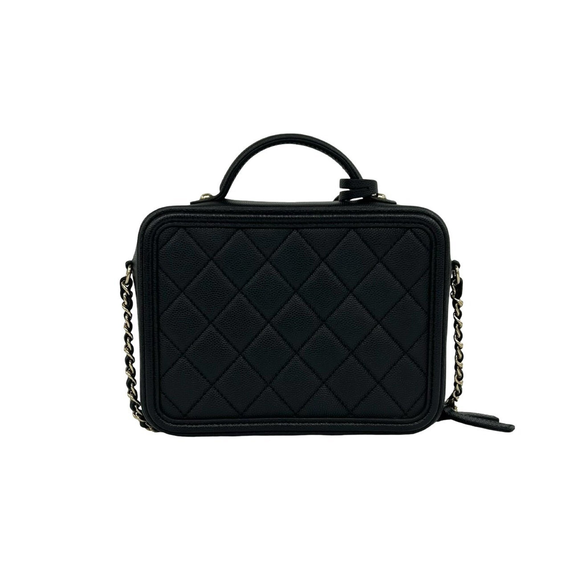 Chanel Black Grained Calfskin Handbag Shoulder Bag (Pre-Owned)