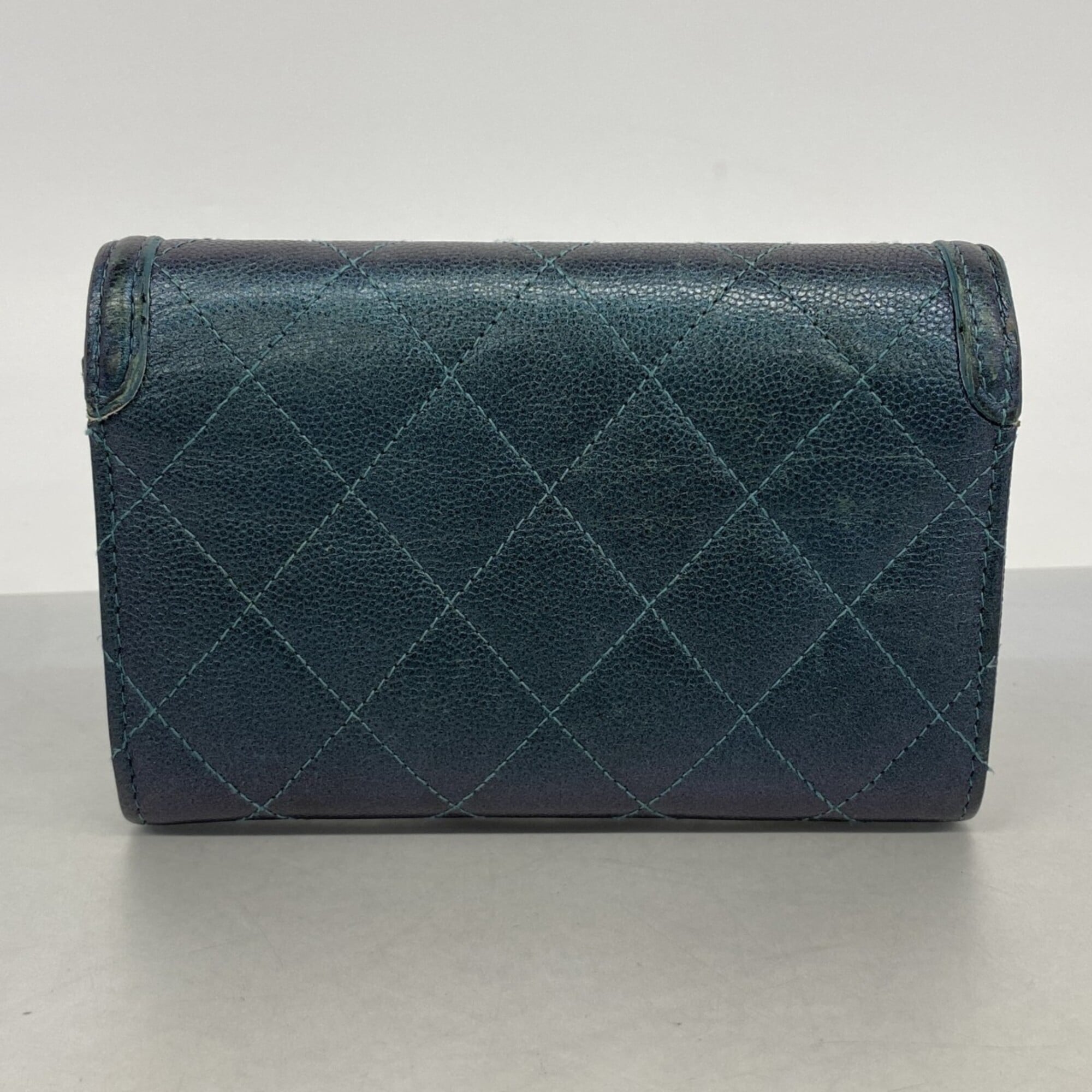 Chanel Green Grained Calfskin Wallet (Bi-Fold) (Pre-Owned)