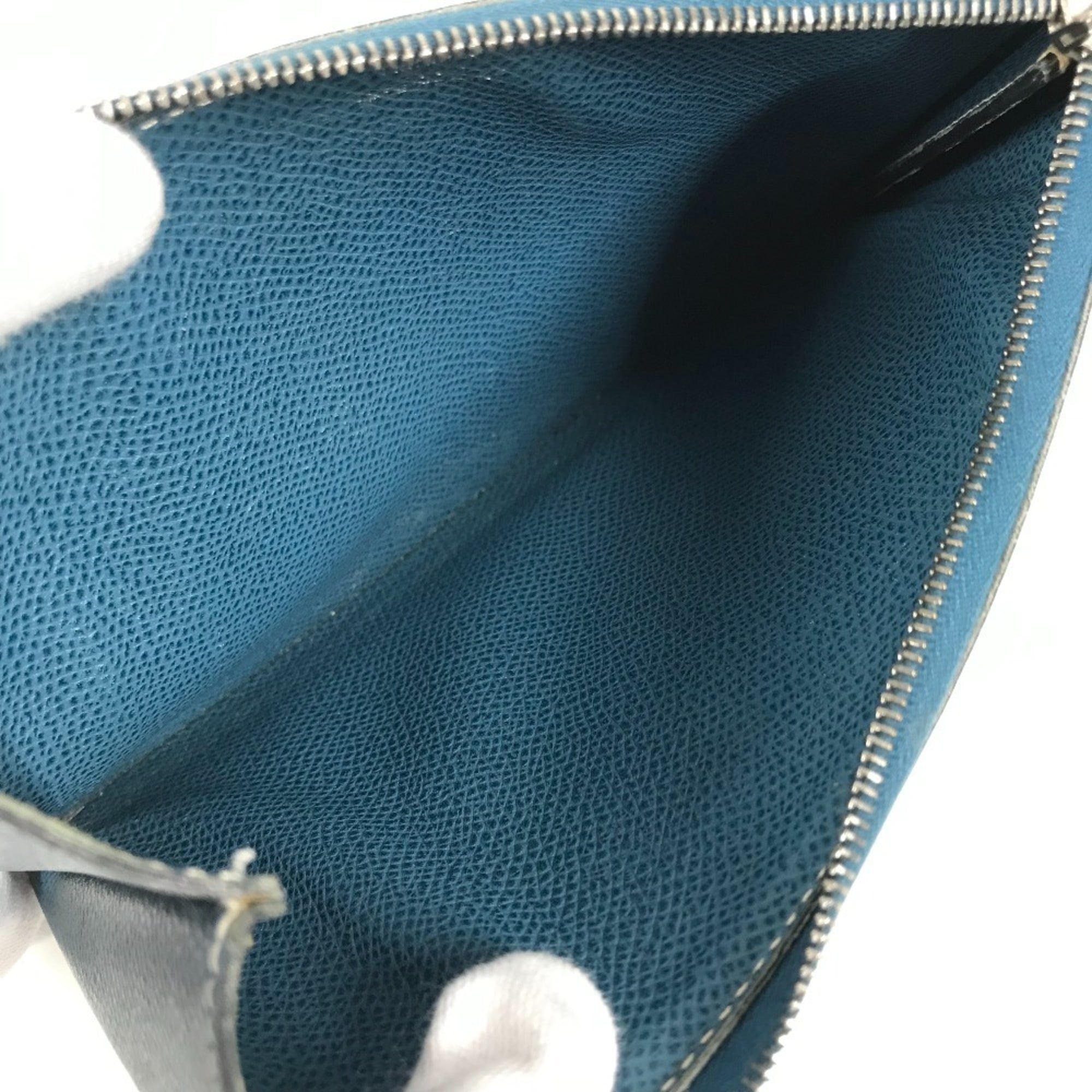 Hermes Blue Epsom Leather Clutch Bag Pouch (Pre-Owned)