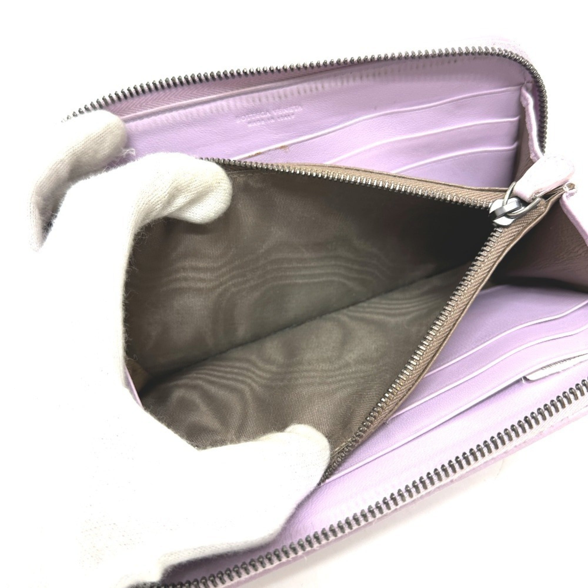 Bottega Veneta Purple Leather Long Wallet (Bi-Fold) (Pre-Owned)