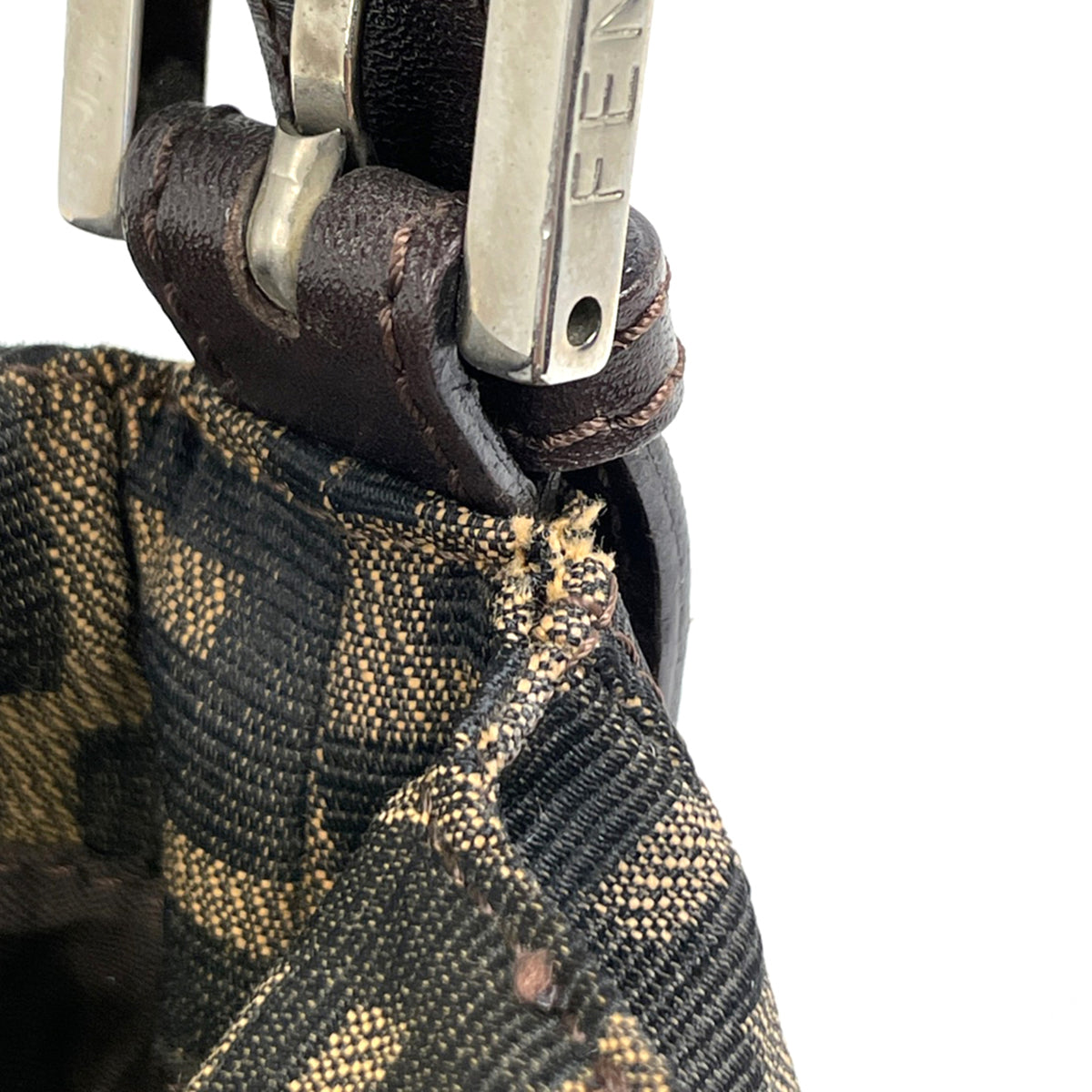 Fendi Zucca Brown Canvas Leather Shoulder Bag (Pre-Owned)
