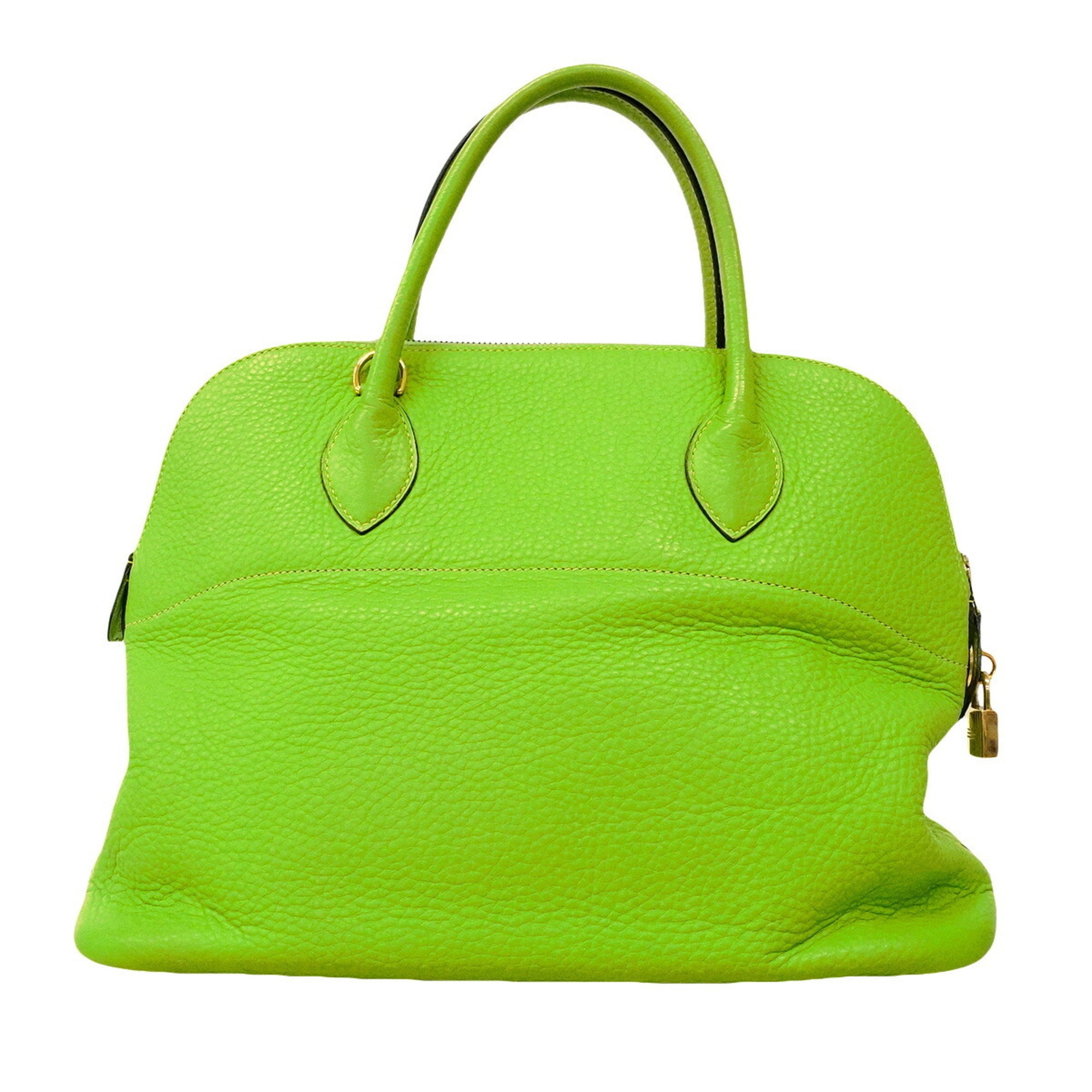 Hermes Apple Green Taurillon Clemence Leather Handbag (Pre-Owned)