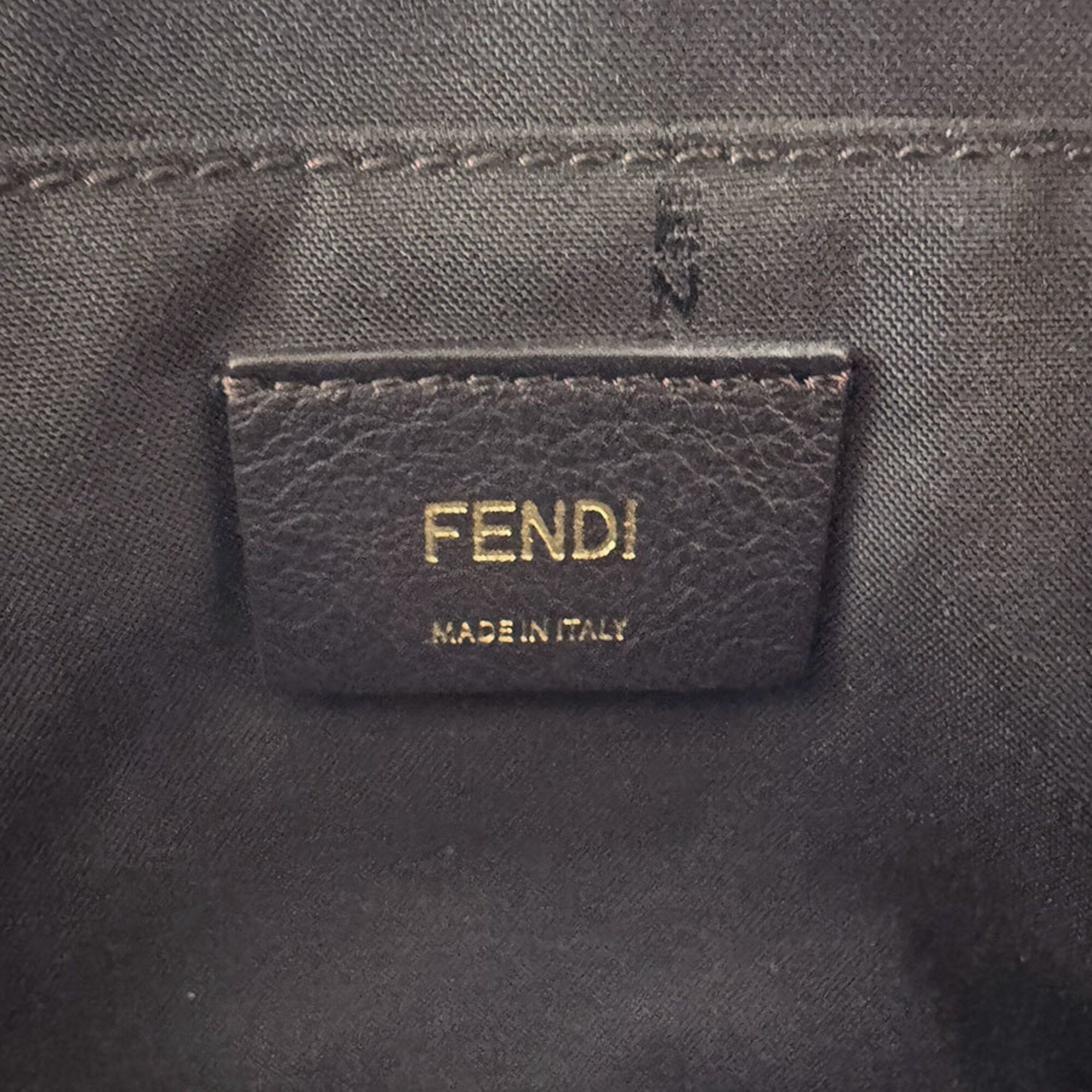 Fendi Black Gray Off-White Leather Handbag Shoulder Bag (Pre-Owned)