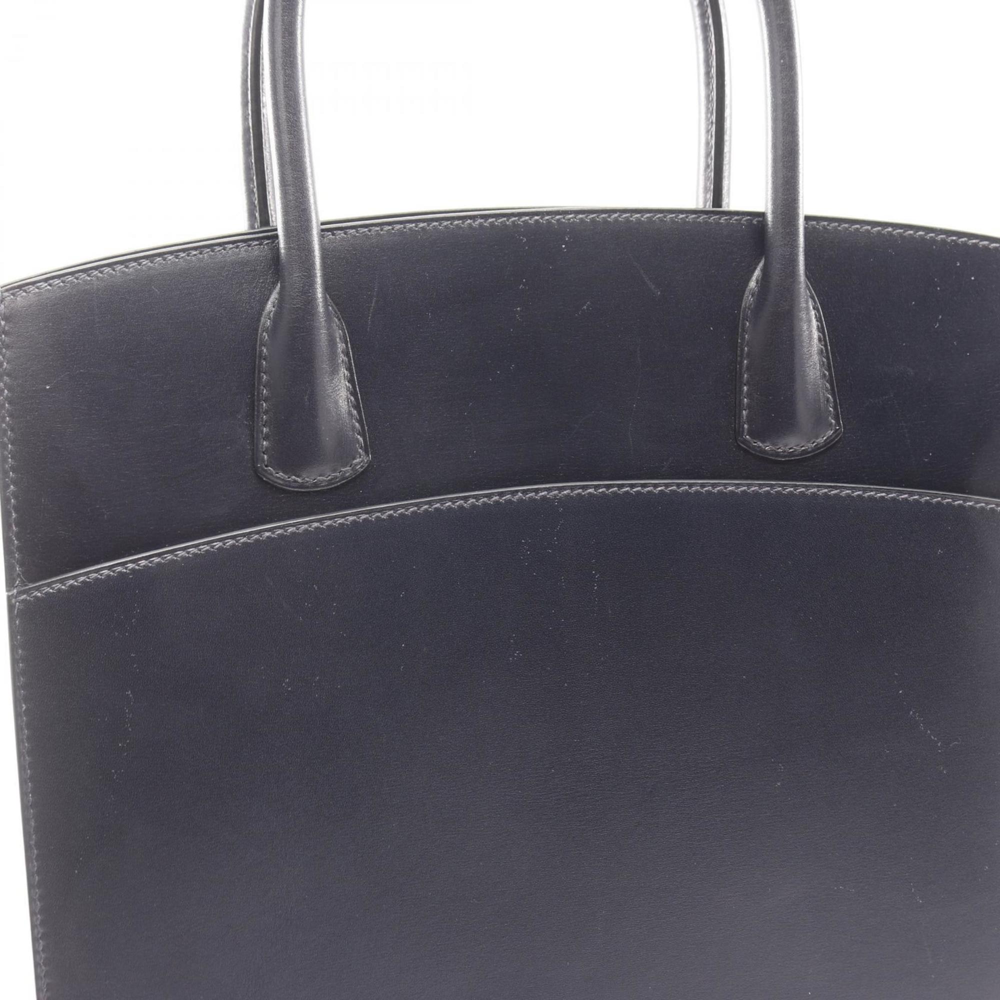 Hermes Indigo Blue Navy Box Calf Leather Handbag (Pre-Owned)