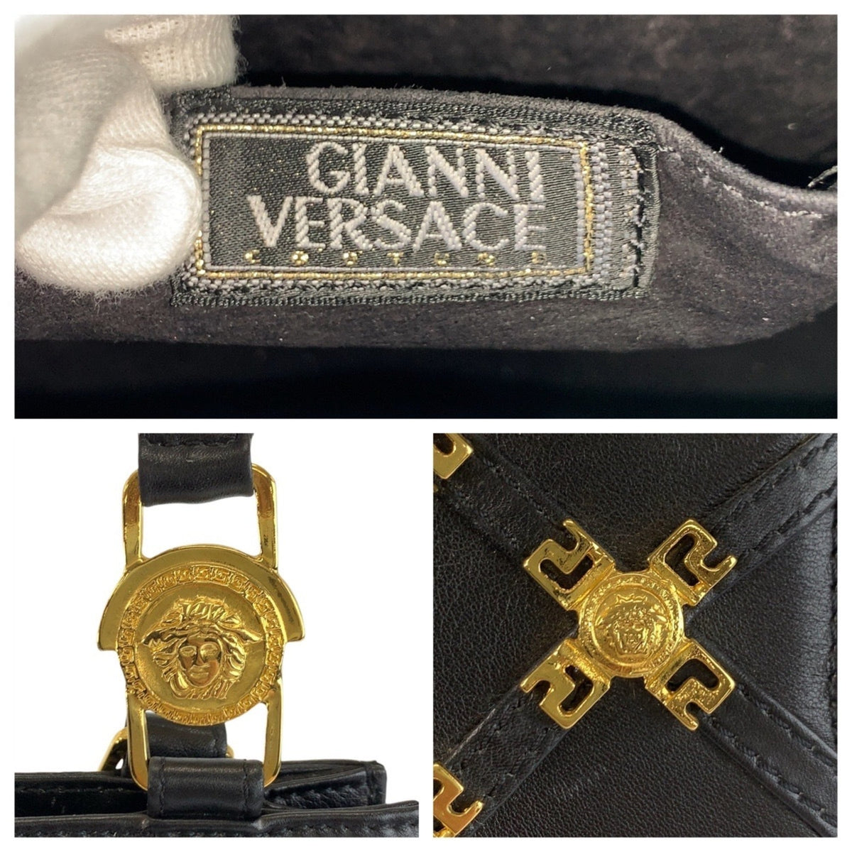 Versace Black Leather Pochette Shoulder Bag (Pre-Owned)