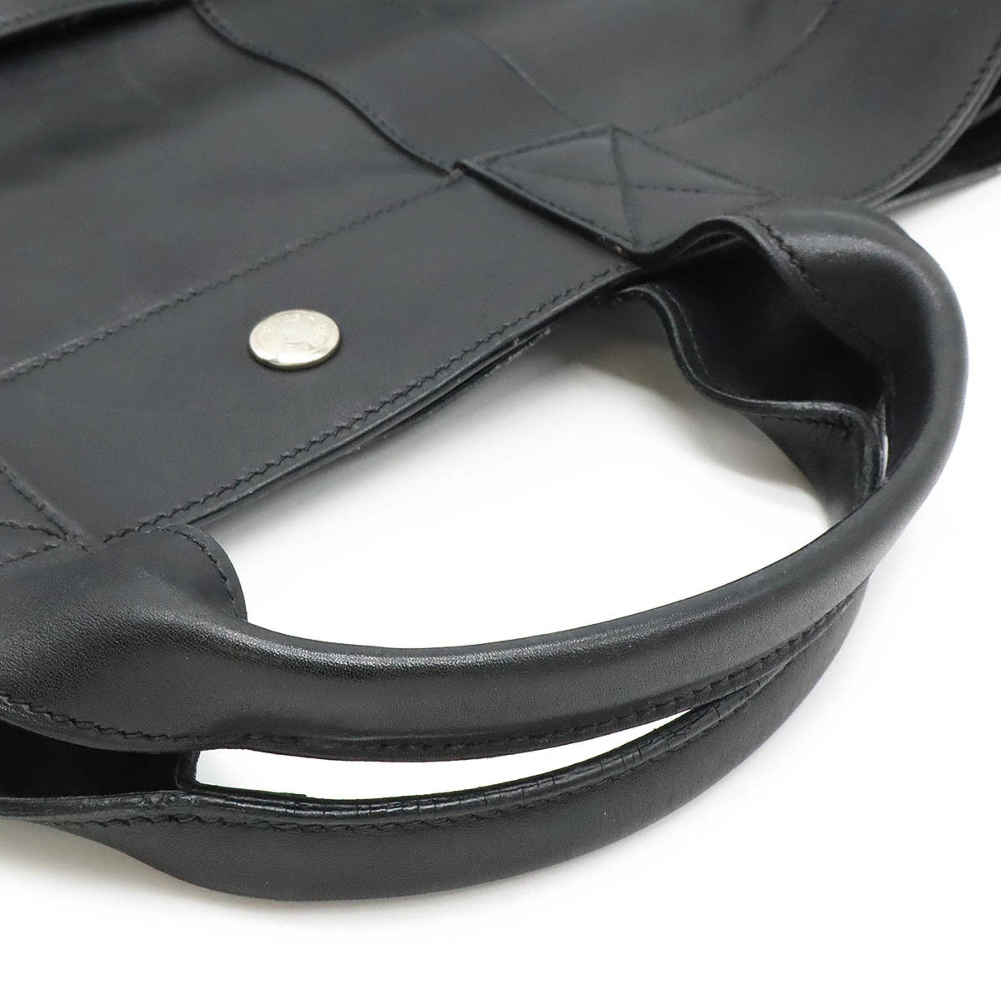 Hermes Fourre Tout Black Leather Handbag Tote Bag (Pre-Owned)