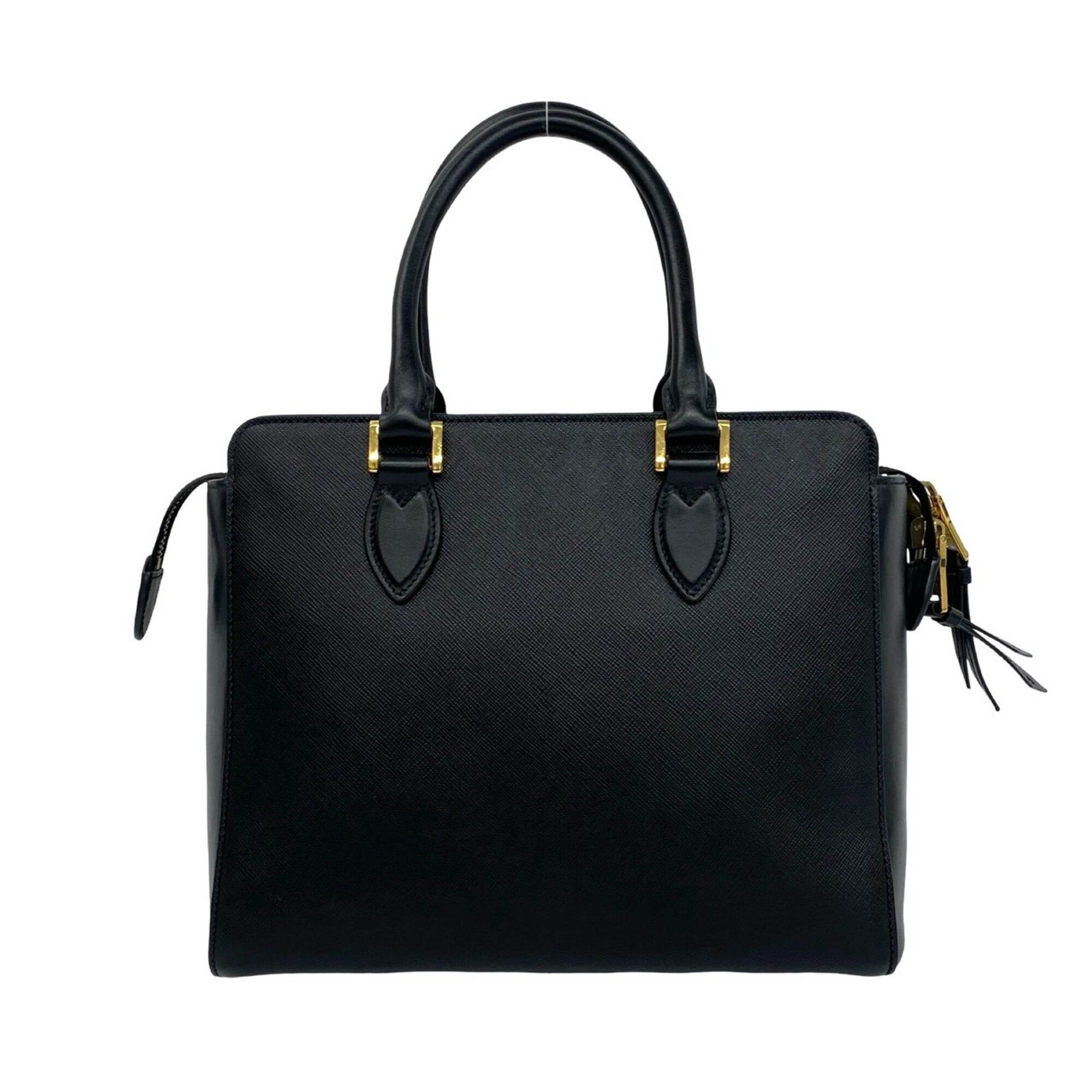 Prada Black Leather Handbag Shoulder Bag Tote Bag (Pre-Owned)