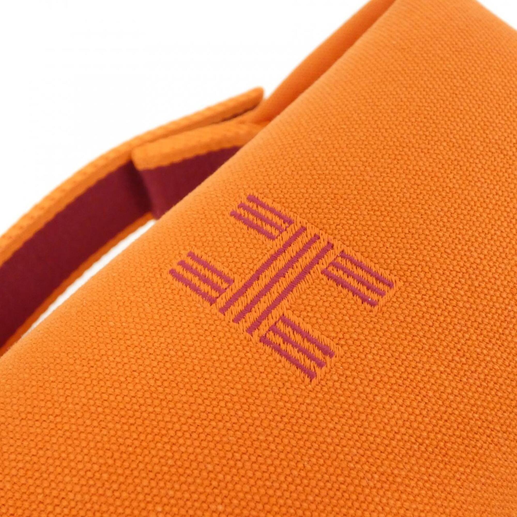 Hermes Feu Orange Canvas Pouch (Pre-Owned)