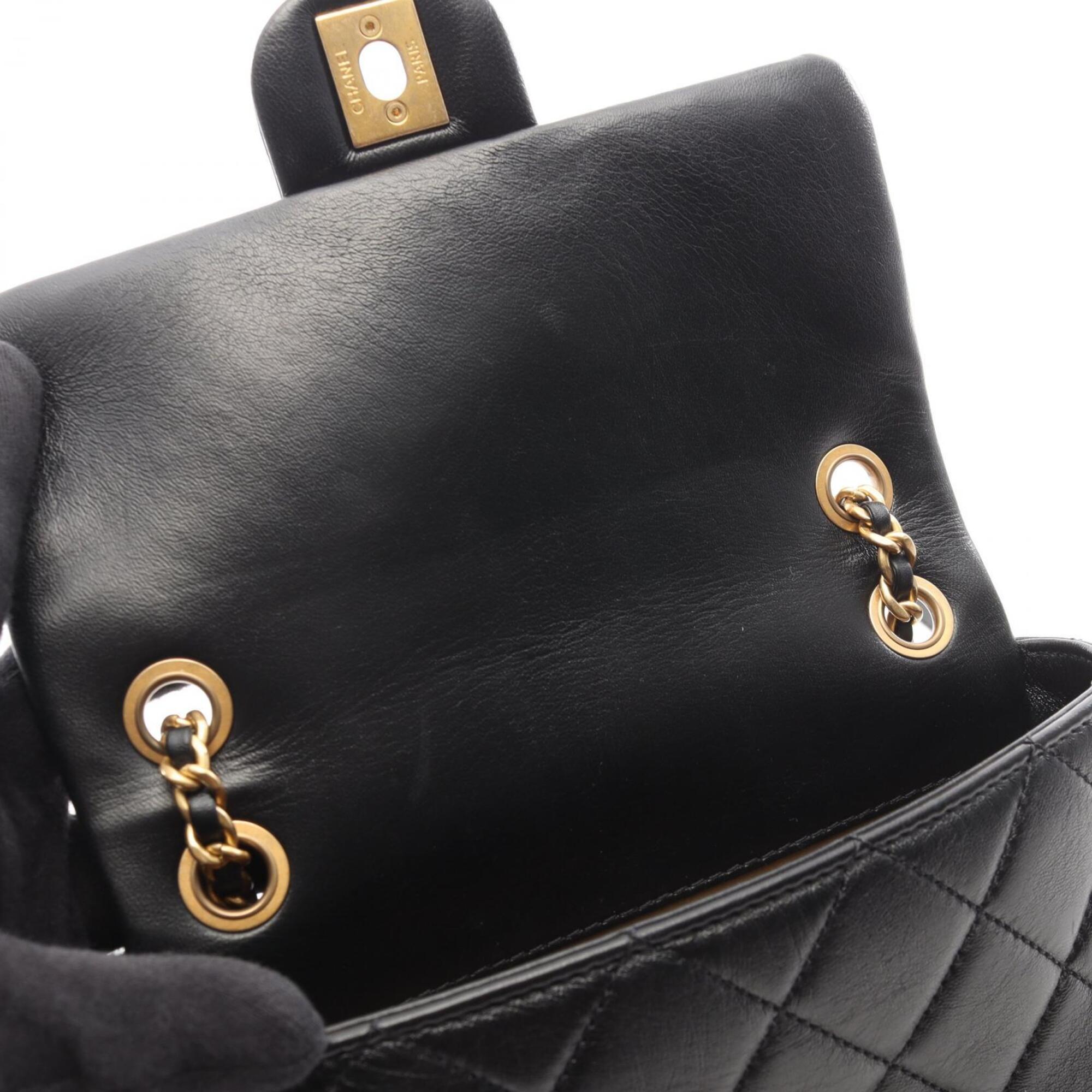 Chanel Black Leather Handbag Shoulder Bag (Pre-Owned)