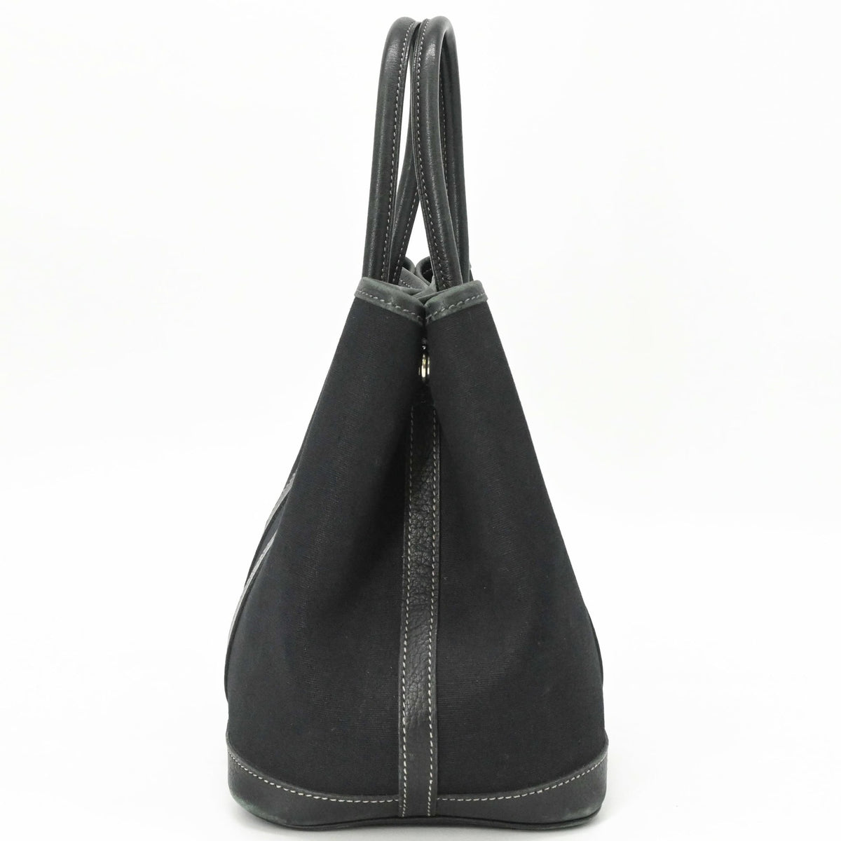 Hermes Garden Black Toile Officier Handbag Tote Bag (Pre-Owned)
