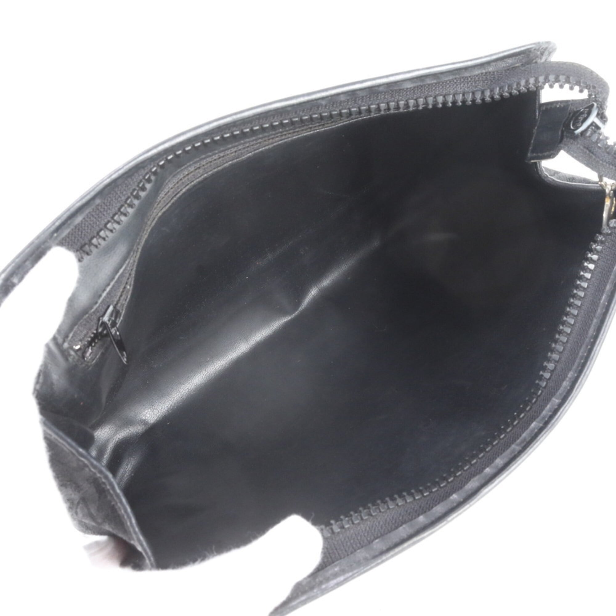 Celine Black Leather Canvas Clutch Bag Handbag Pouch Tote Bag (Pre-Owned)