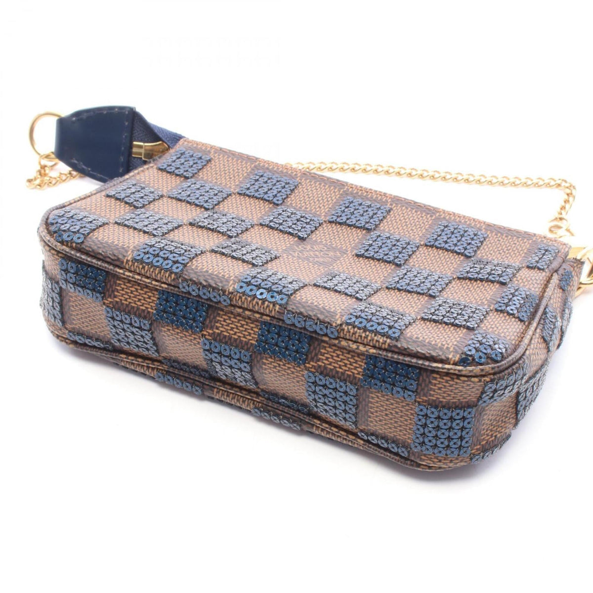 Louis Vuitton Brown Navy Coated Canvas Spangles Handbag Pochette (Pre-Owned)