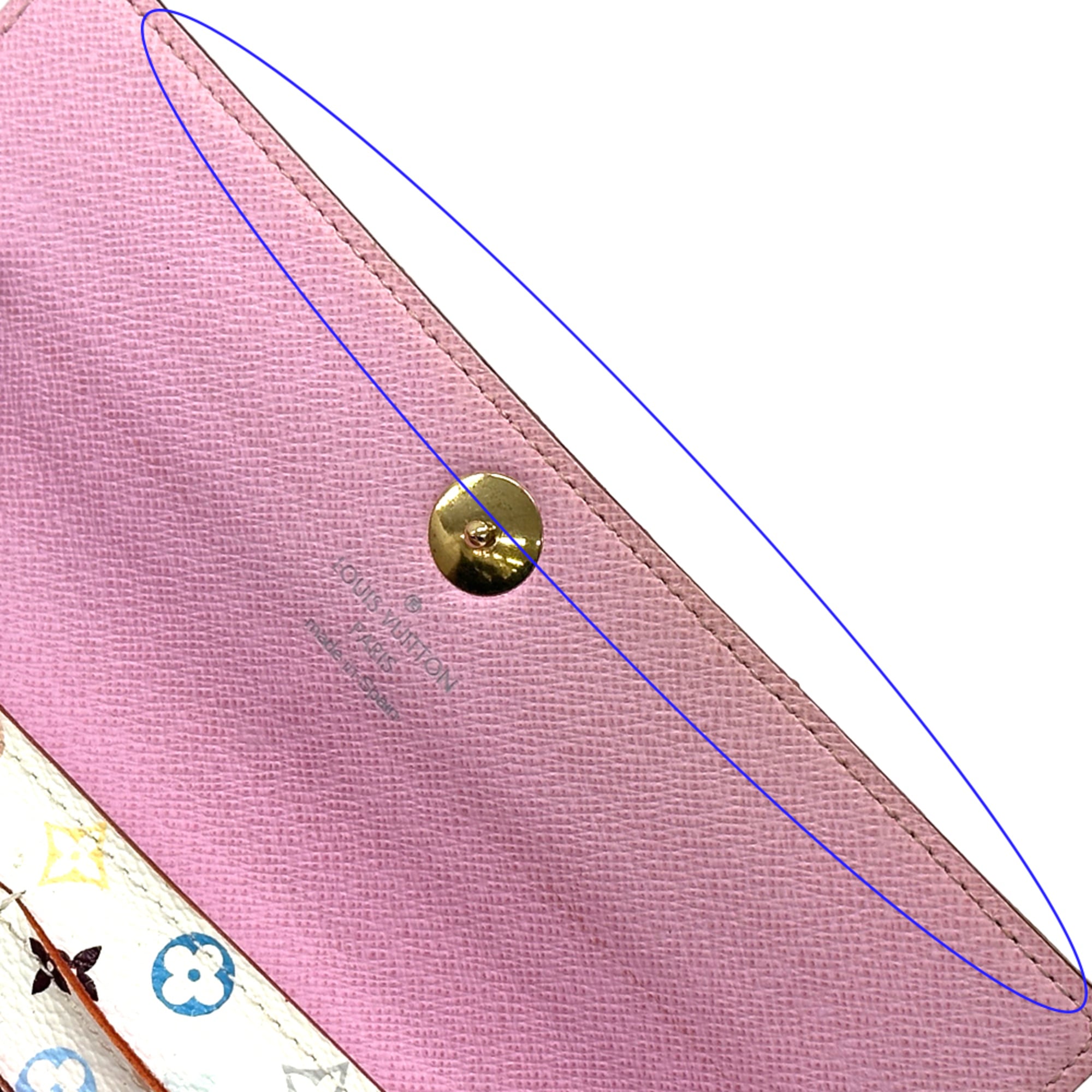 Louis Vuitton Litchi Pink White Monogram Multicolore Long Wallet (Bi-Fold) (Pre-Owned)