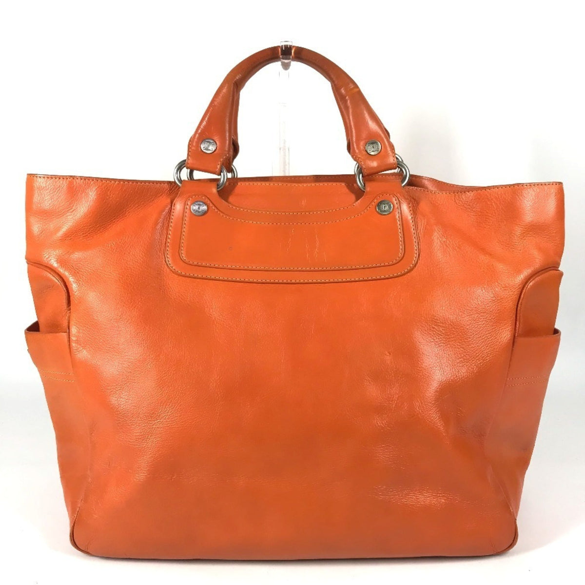 Celine Orange Leather Handbag Shoulder Bag Tote Bag (Pre-Owned)