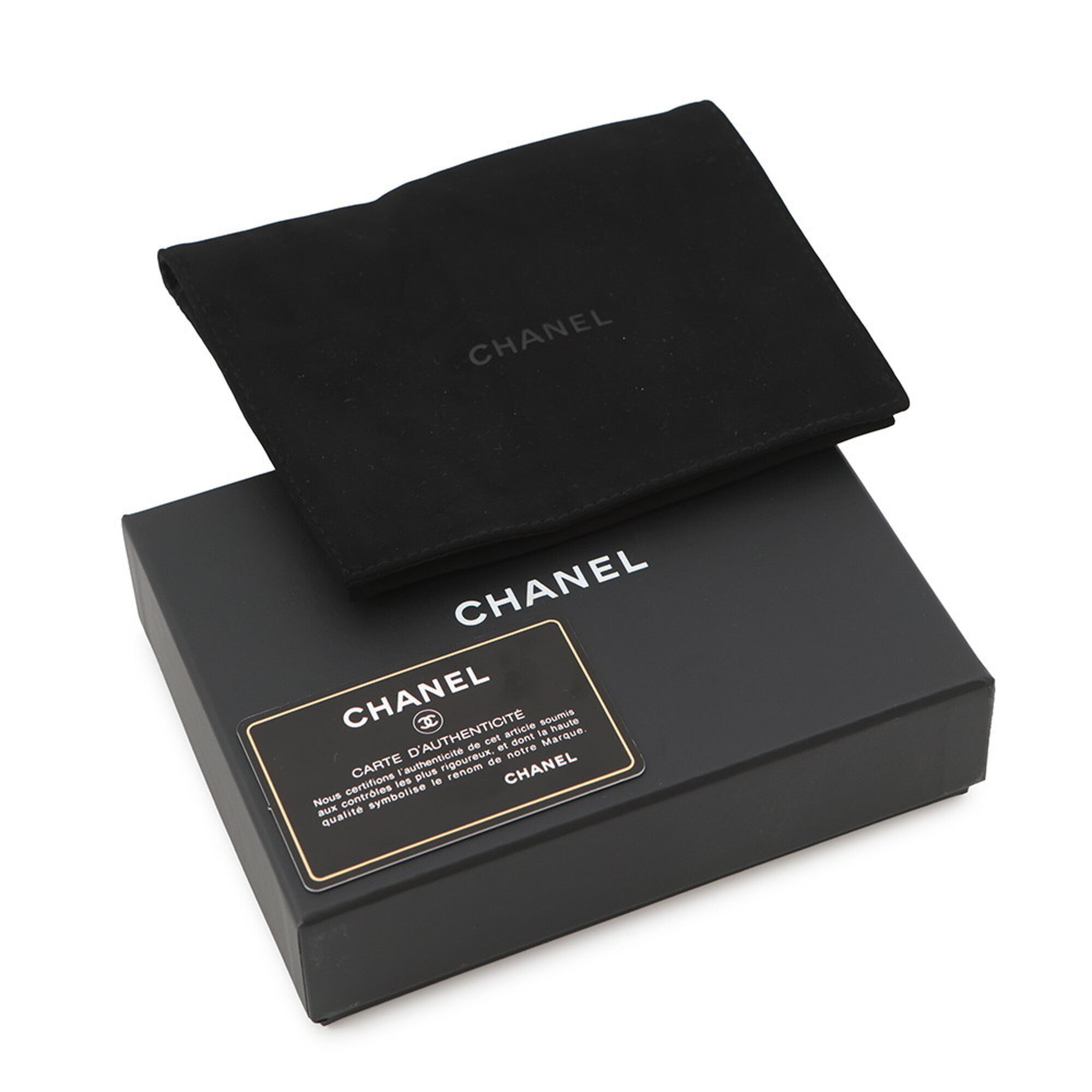 Chanel Black Grained Calfskin Wallet (Tri-Fold) (Pre-Owned)