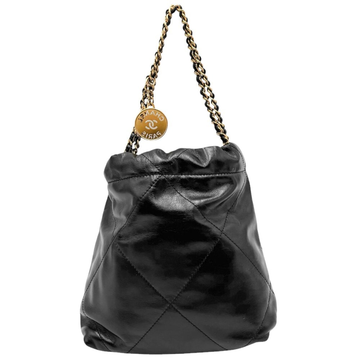 Chanel Black Leather Handbag Shoulder Bag (Pre-Owned)