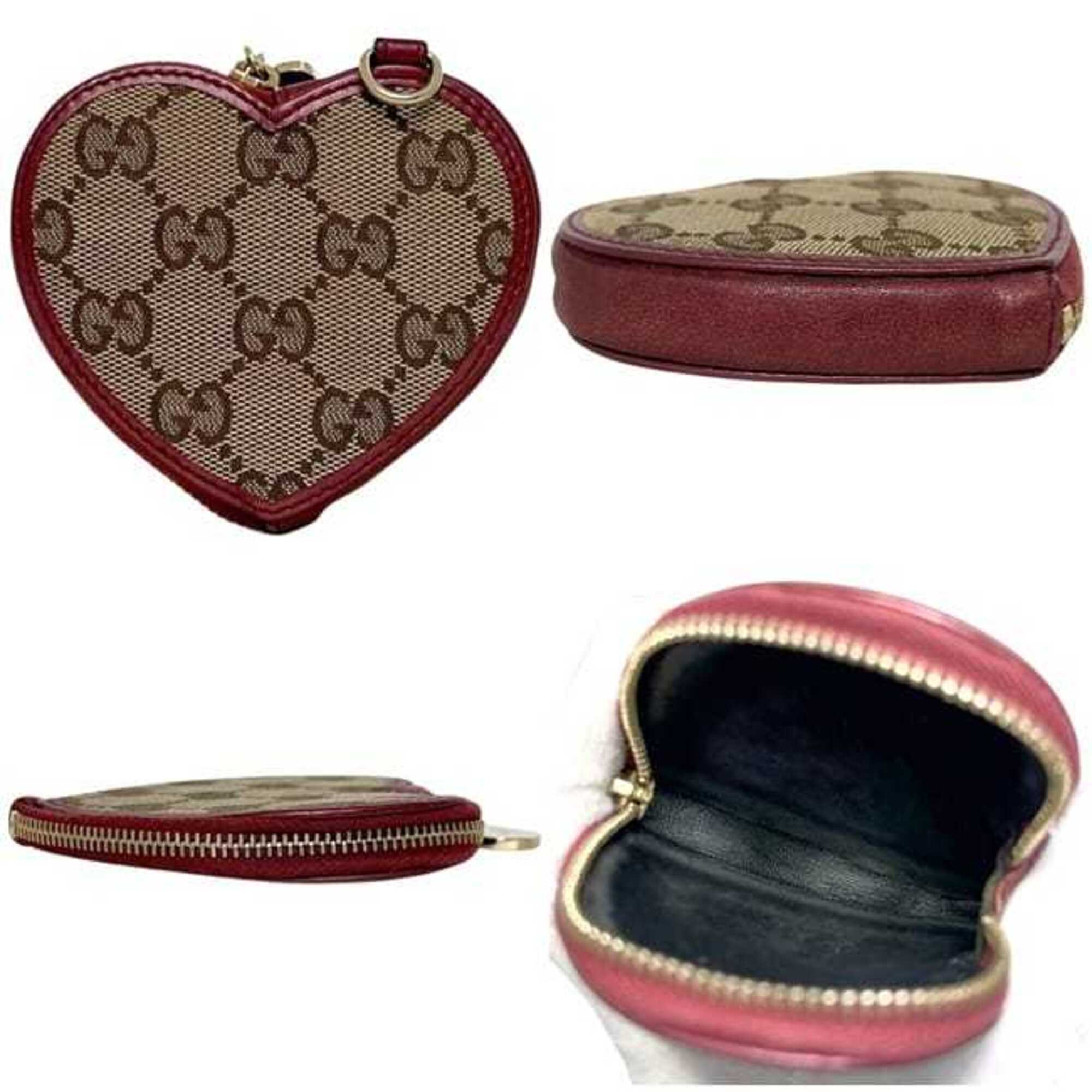 Gucci Beige Bordeaux Gg Canvas Leather Coin Purse/Coin Case (Pre-Owned)