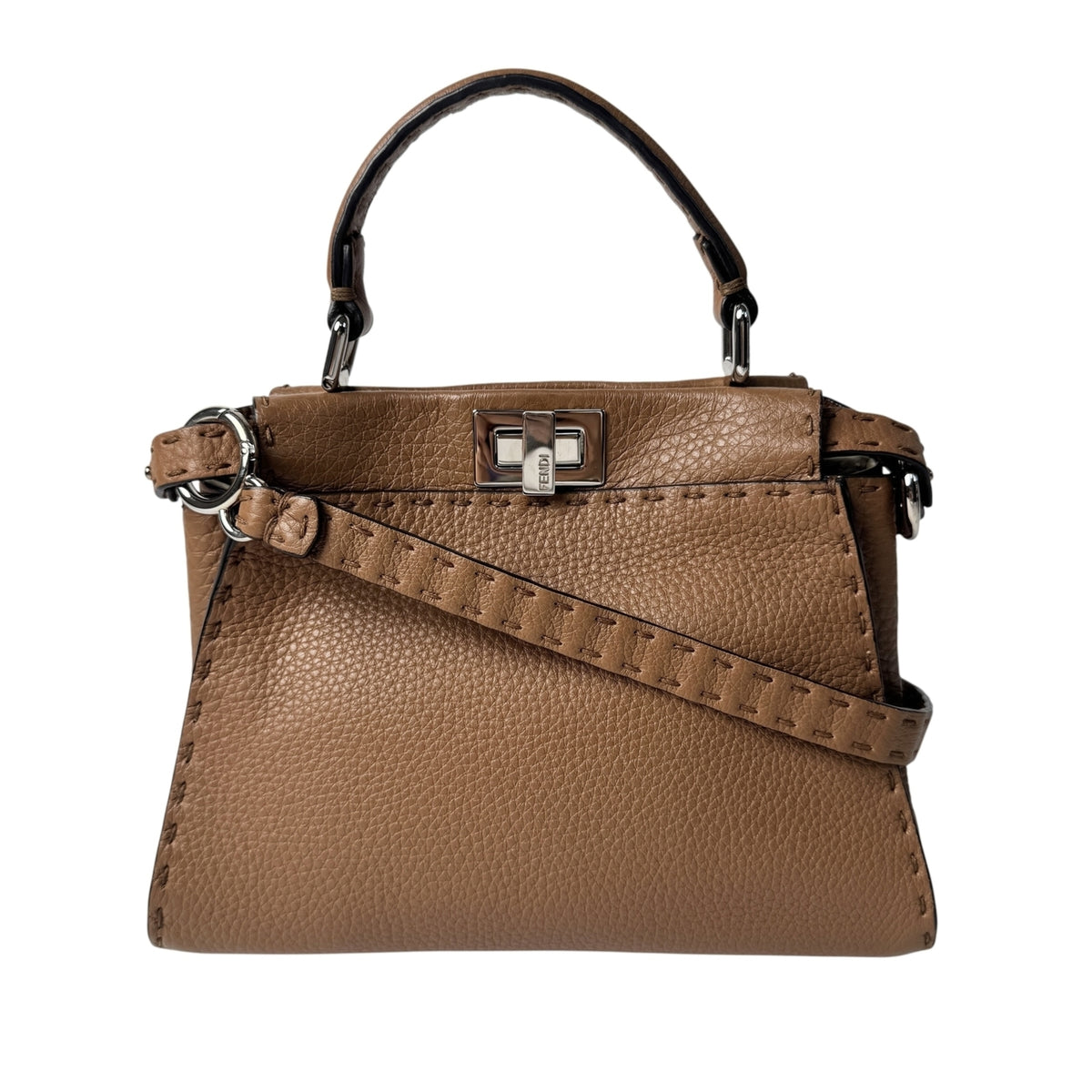 Fendi Brown Leather Handbag Shoulder Bag (Pre-Owned)