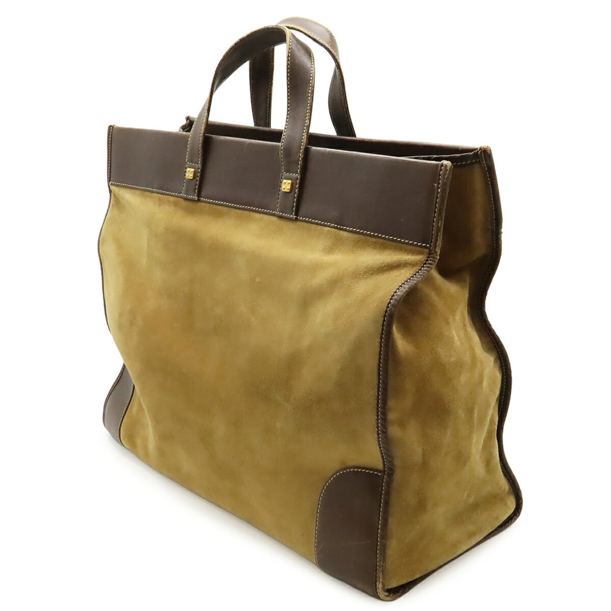 Loewe Beige Dark Brown Khaki Suede Tote Bag (Pre-Owned)