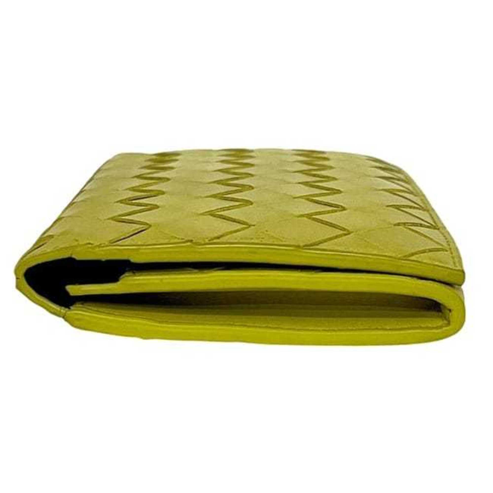 Bottega Veneta Yellow Leather Long Wallet (Bi-Fold) (Pre-Owned)