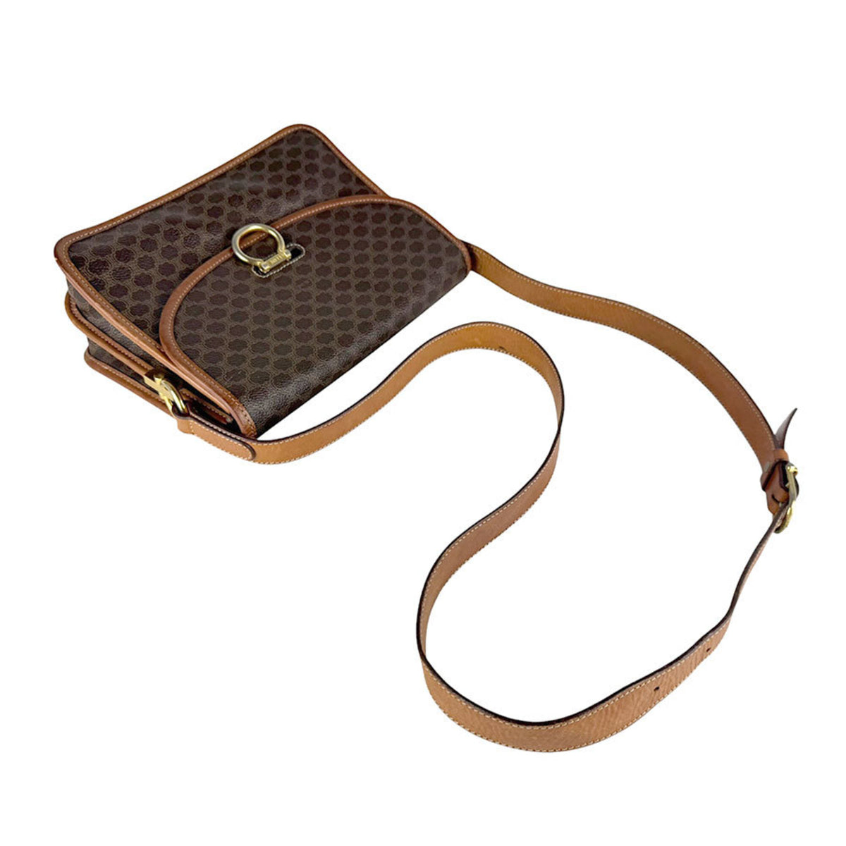 Celine Brown Coated Canvas Shoulder Bag (Pre-Owned)