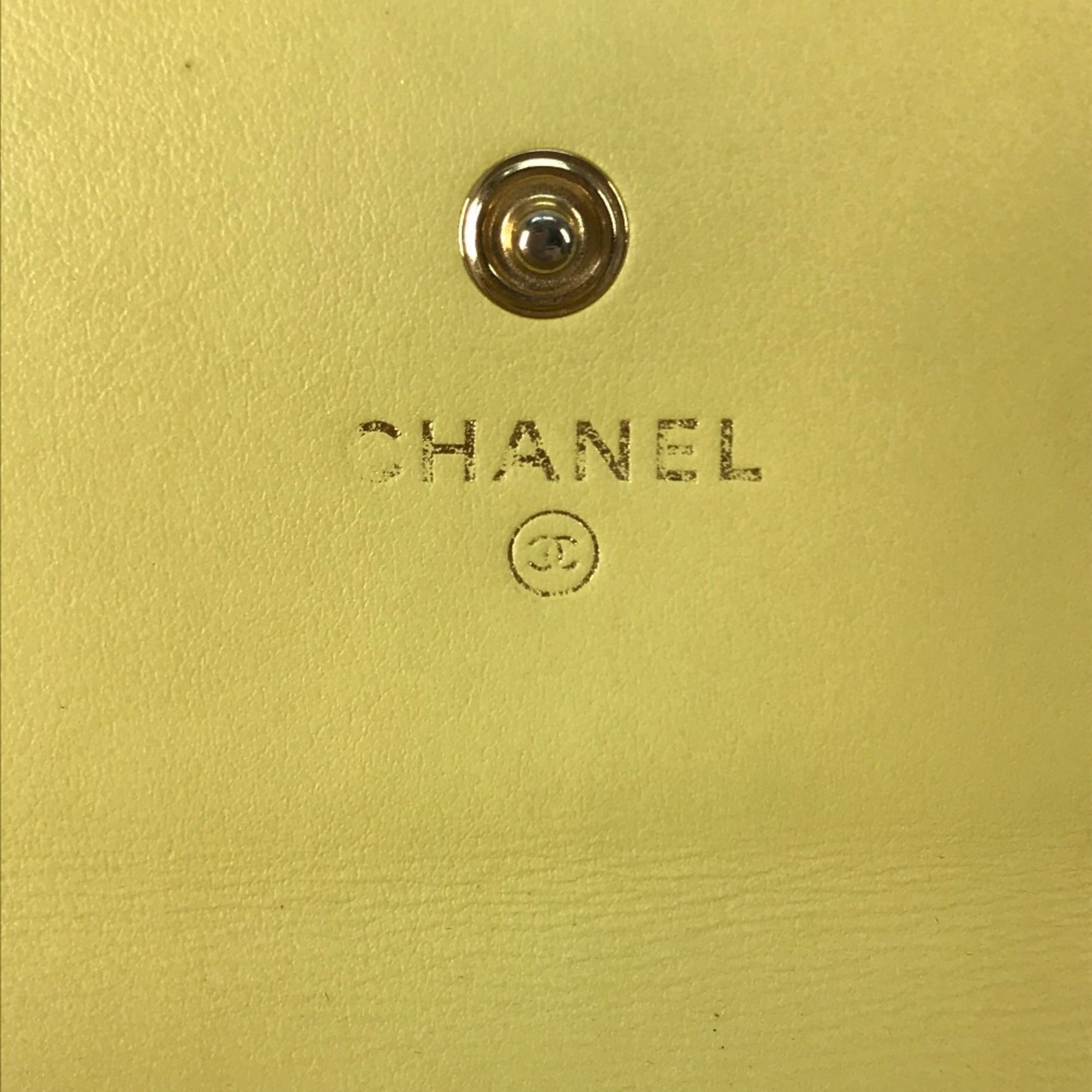 Chanel Yellow Grained Calfskin Long Wallet (Bi-Fold) (Pre-Owned)