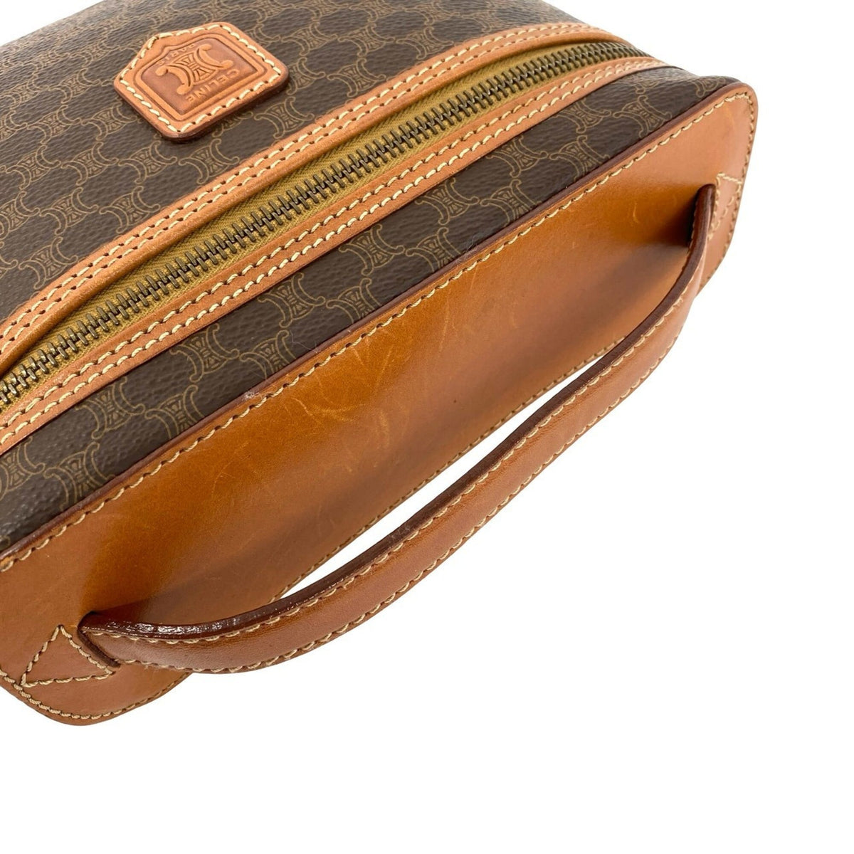 Celine Brown Leather Pvc Handbag Vanity Bag (Pre-Owned)