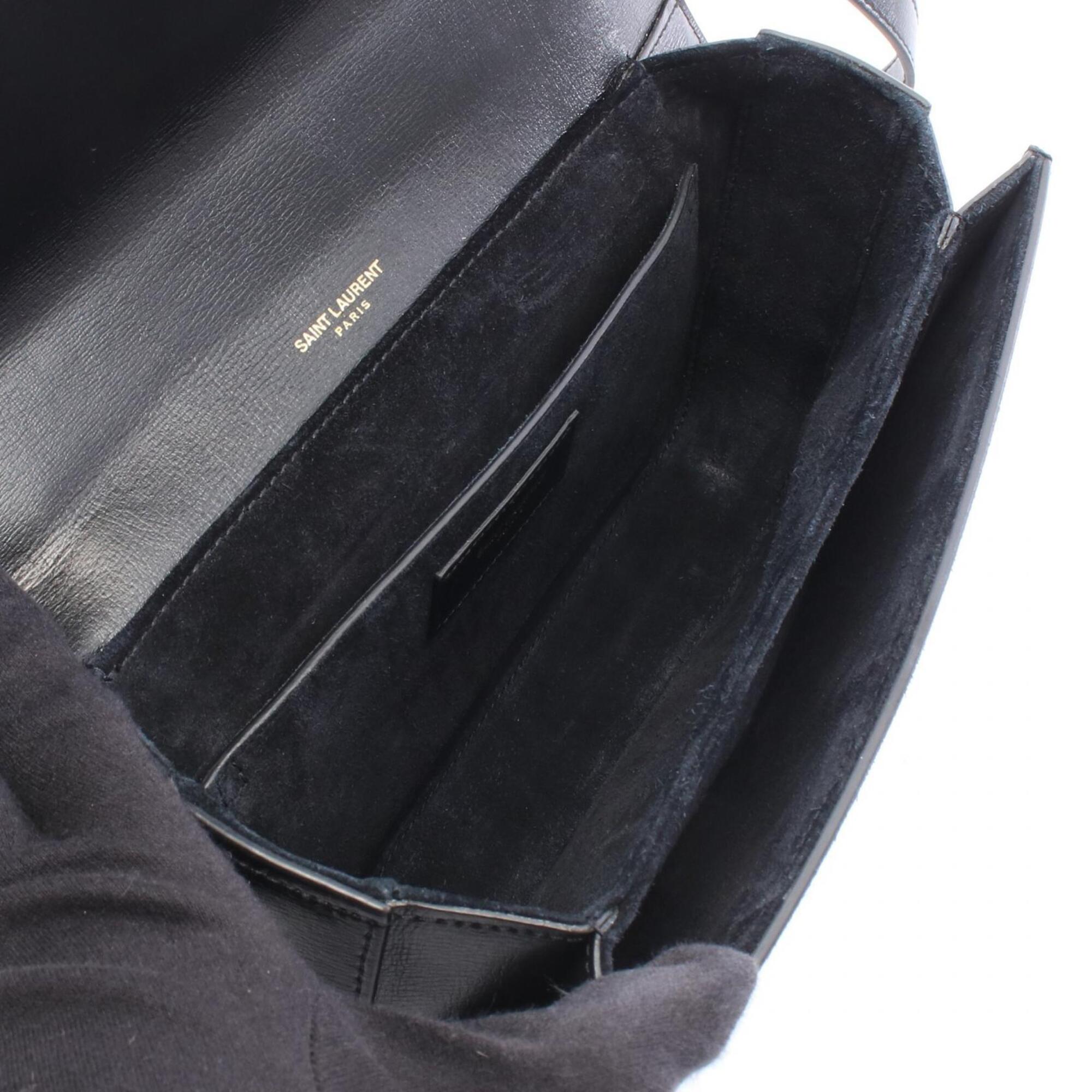 Saint Laurent Black Leather Suede Handbag Shoulder Bag (Pre-Owned)