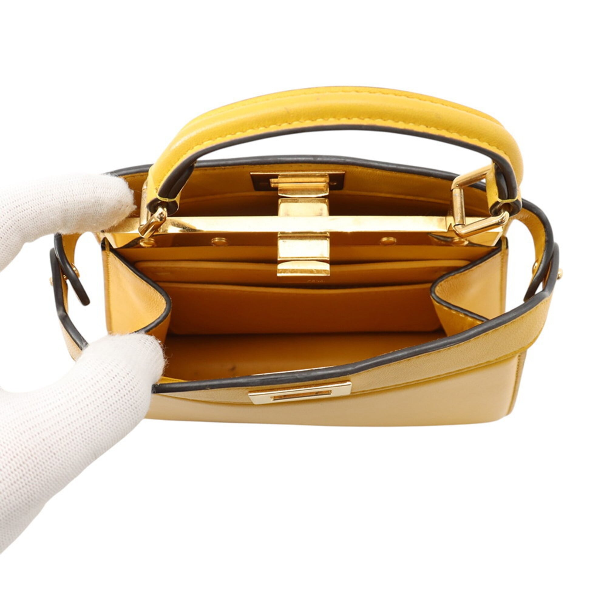 Fendi Peekaboo Yellow Leather Handbag (Pre-Owned)
