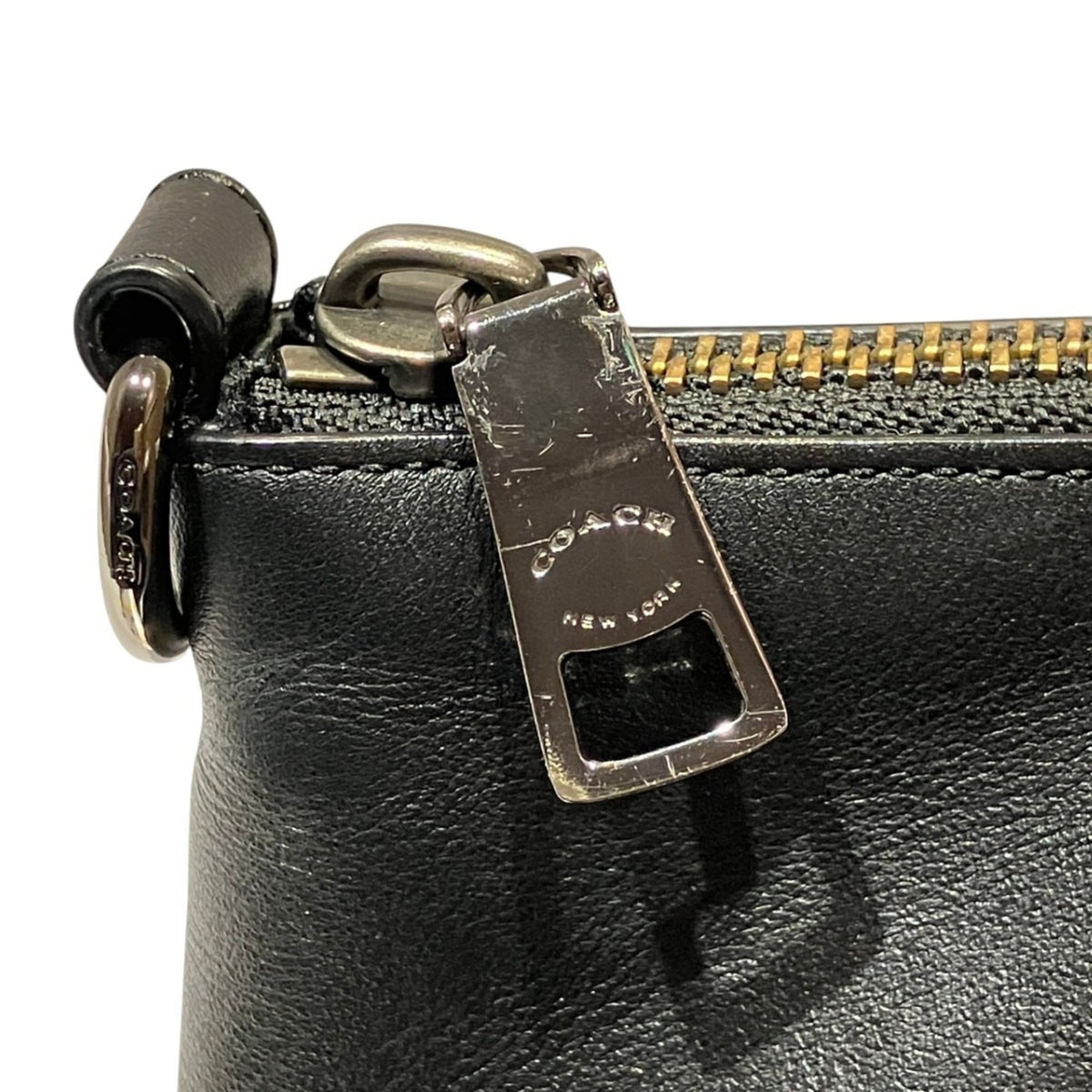 Coach Black White Leather Suede Handbag (Pre-Owned)