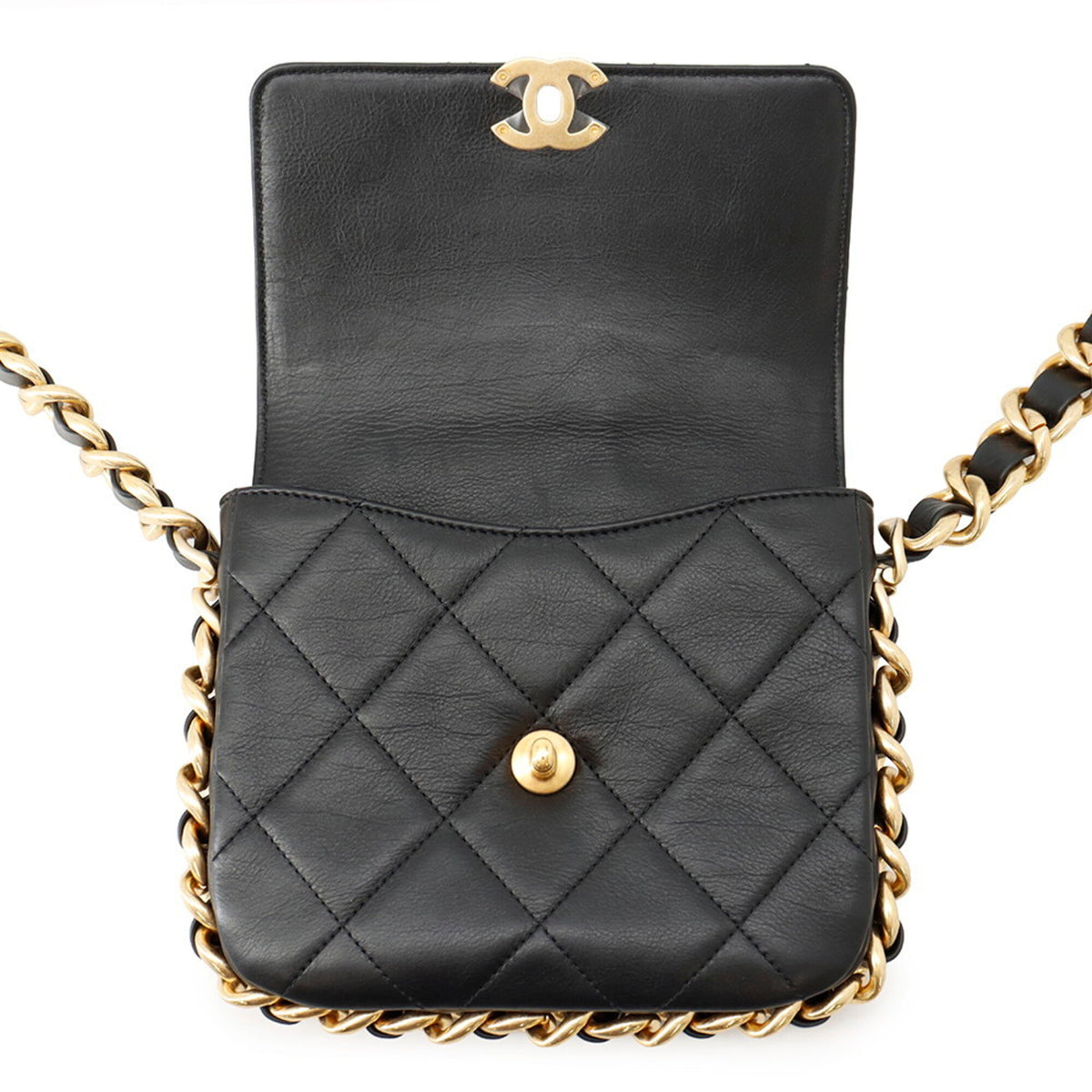 Chanel Matelasse Black Leather Handbag Shoulder Bag (Pre-Owned)