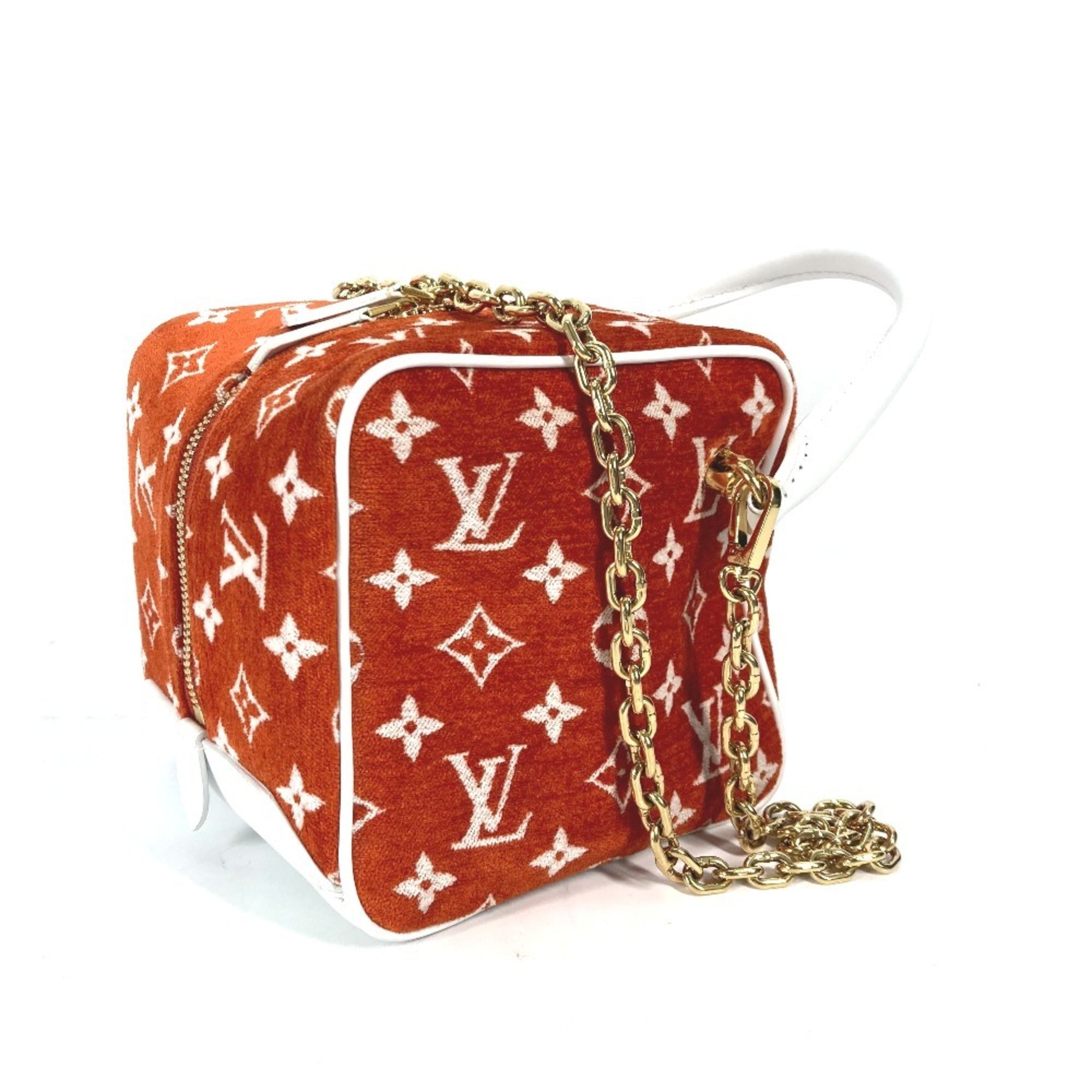 Louis Vuitton Brown Orange Velvet Handbag Shoulder Bag (Pre-Owned)
