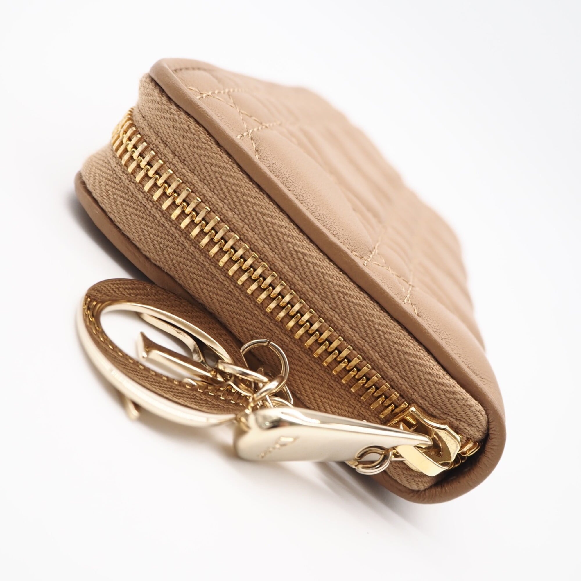 Christian Dior Lady Dior Beige Bow Coin Purse/Coin Case (Pre-Owned)