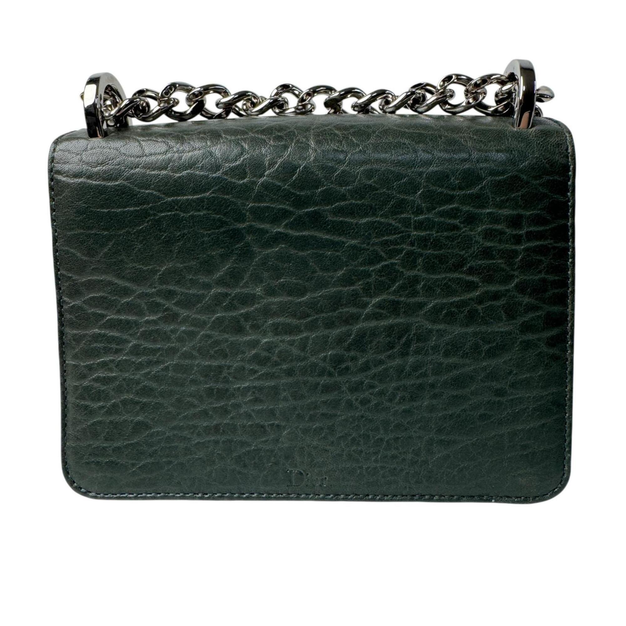 Christian Dior Dark Green Leather Shoulder Bag (Pre-Owned)