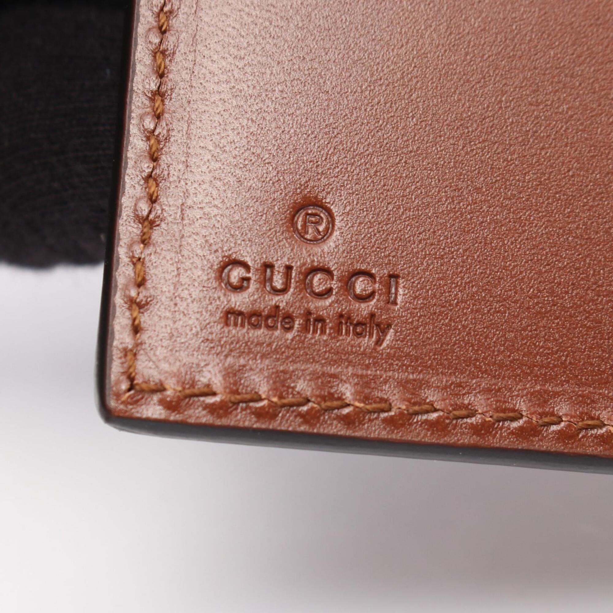 Gucci Beige Brown Leather Pvc Wallet (Bi-Fold) (Pre-Owned)