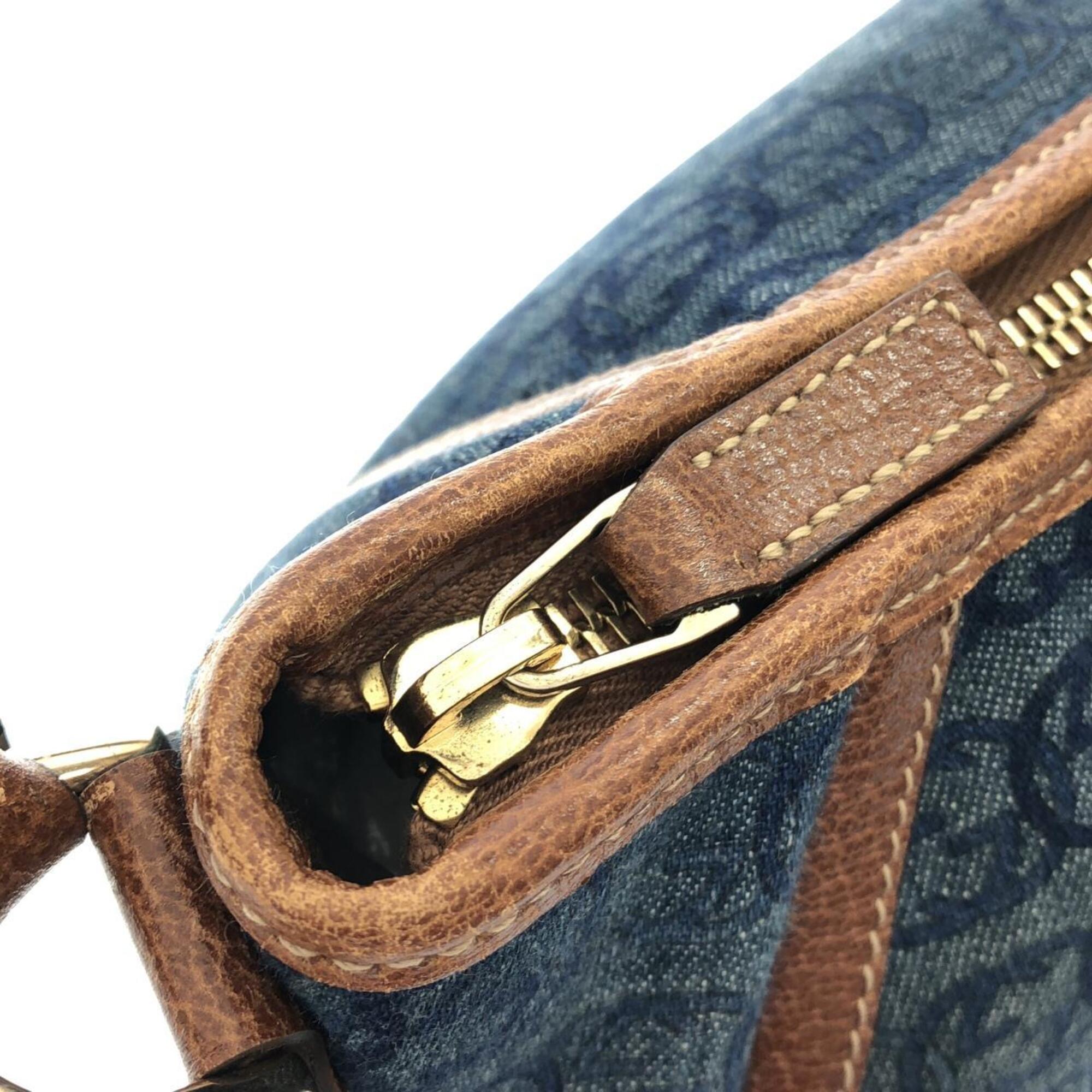 Gucci Blue Brown Denim Shoulder Bag (Pre-Owned)