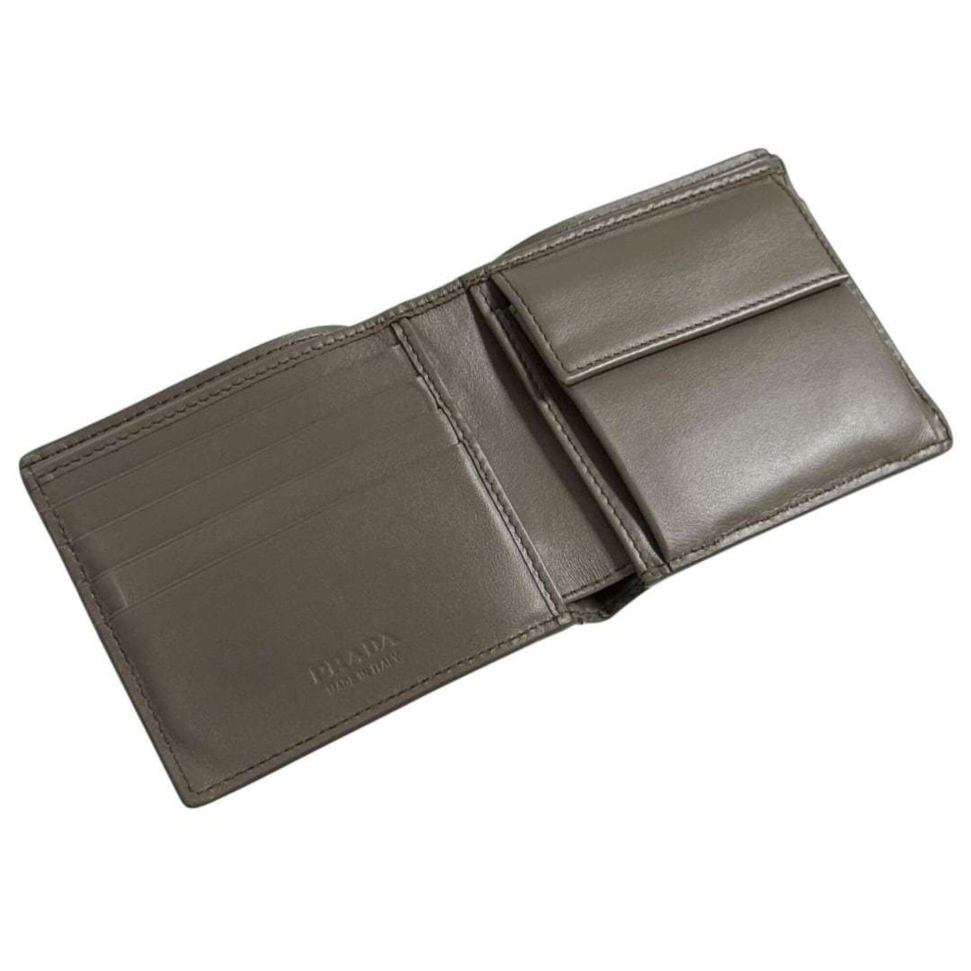 Prada Gray Leather Wallet (Bi-Fold) (Pre-Owned)