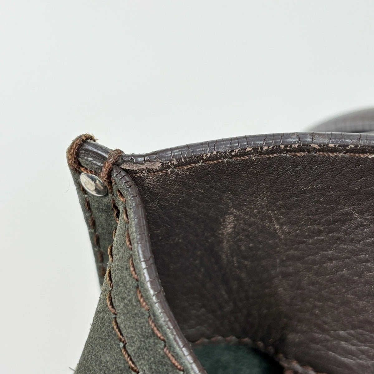 Loewe Brown Green Suede Leather Shoulder Bag (Pre-Owned)