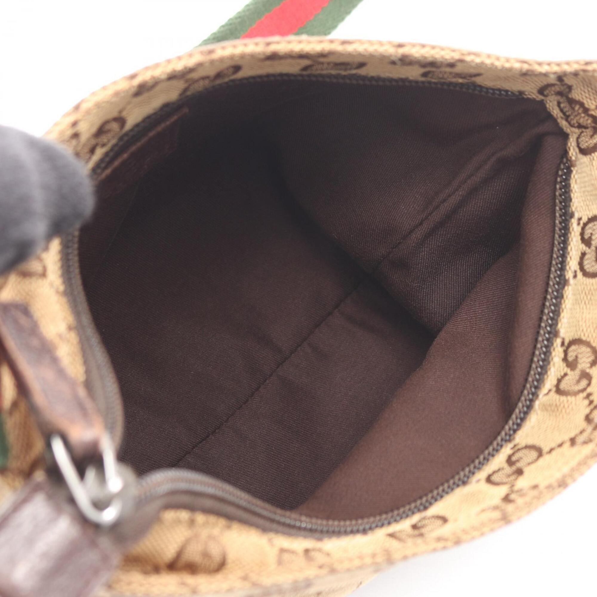 Gucci Beige Brown Multi-Color Canvas Leather Handbag Shoulder Bag (Pre-Owned)
