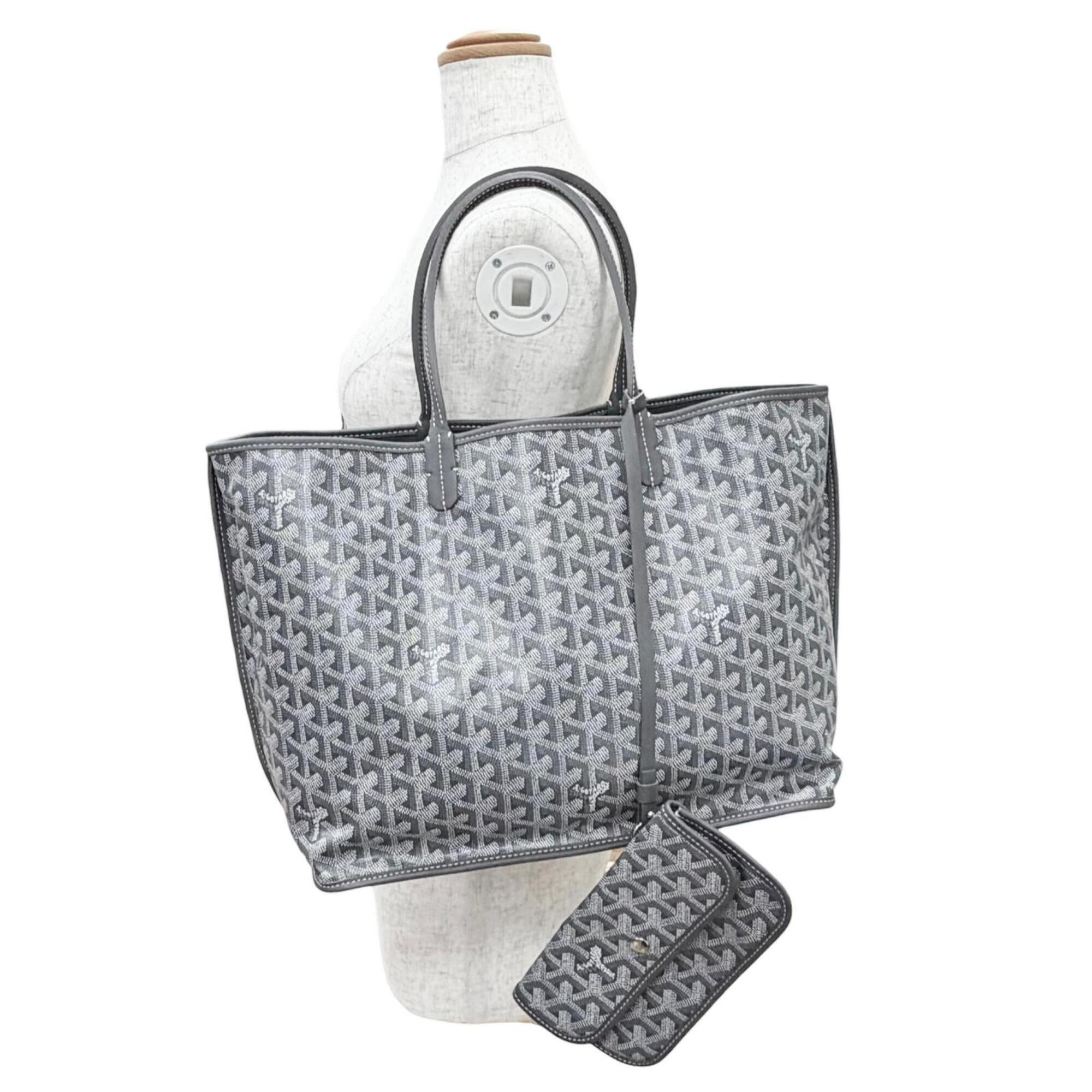 Goyard Gray Leather Canvas Pouch Tote Bag (Pre-Owned)