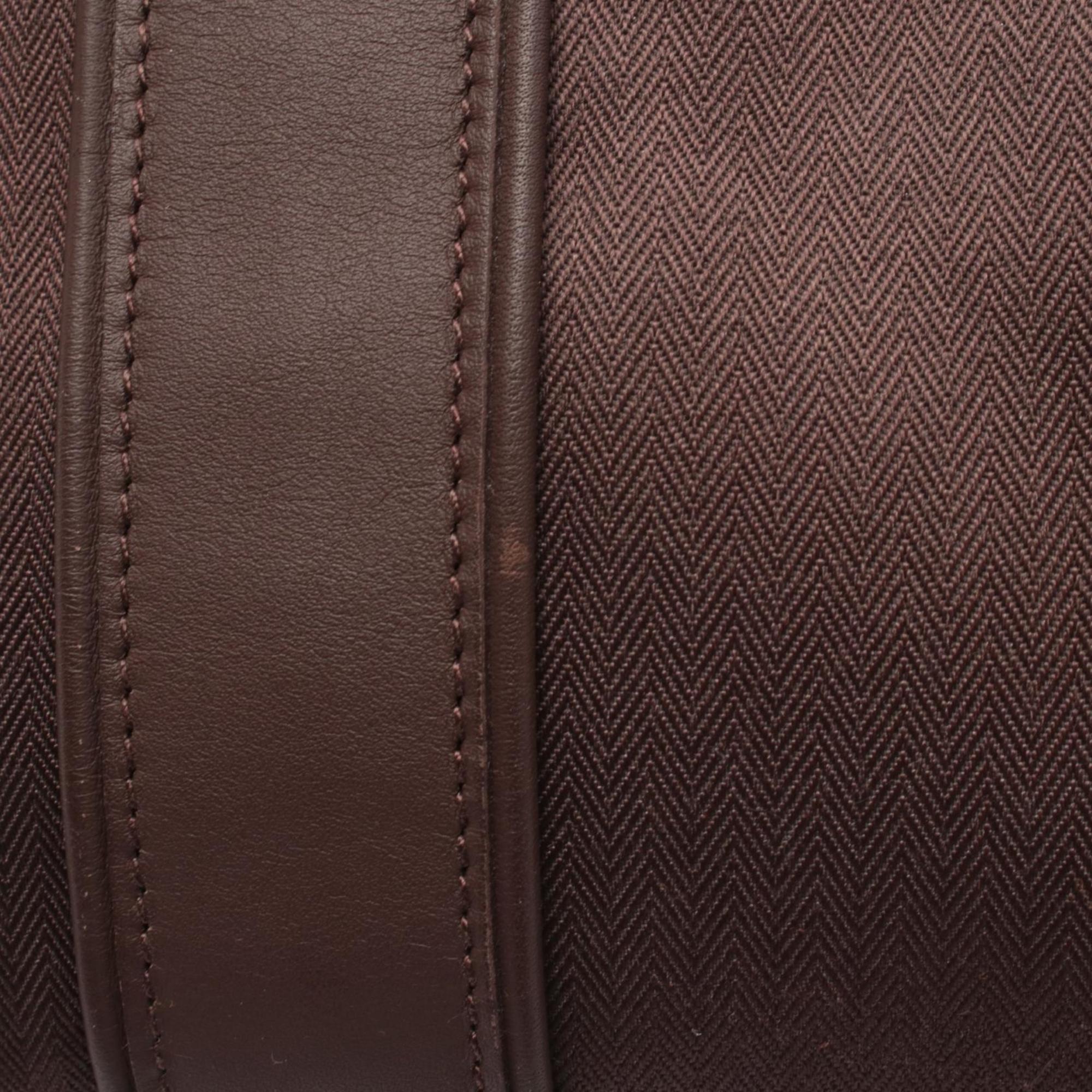 Hermes Brown Canvas Leather Handbag (Pre-Owned)