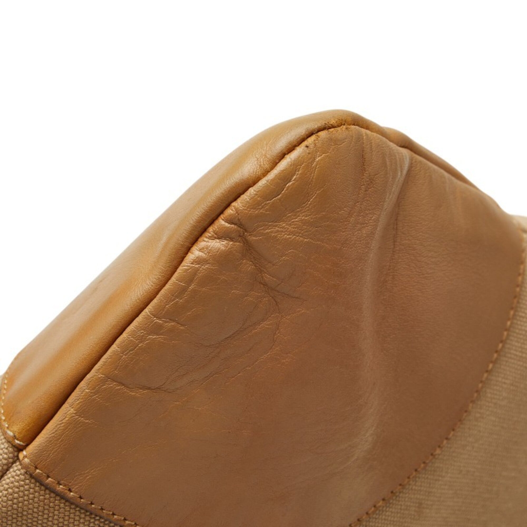 Prada Beige Canvas Leather Shoulder Bag (Pre-Owned)