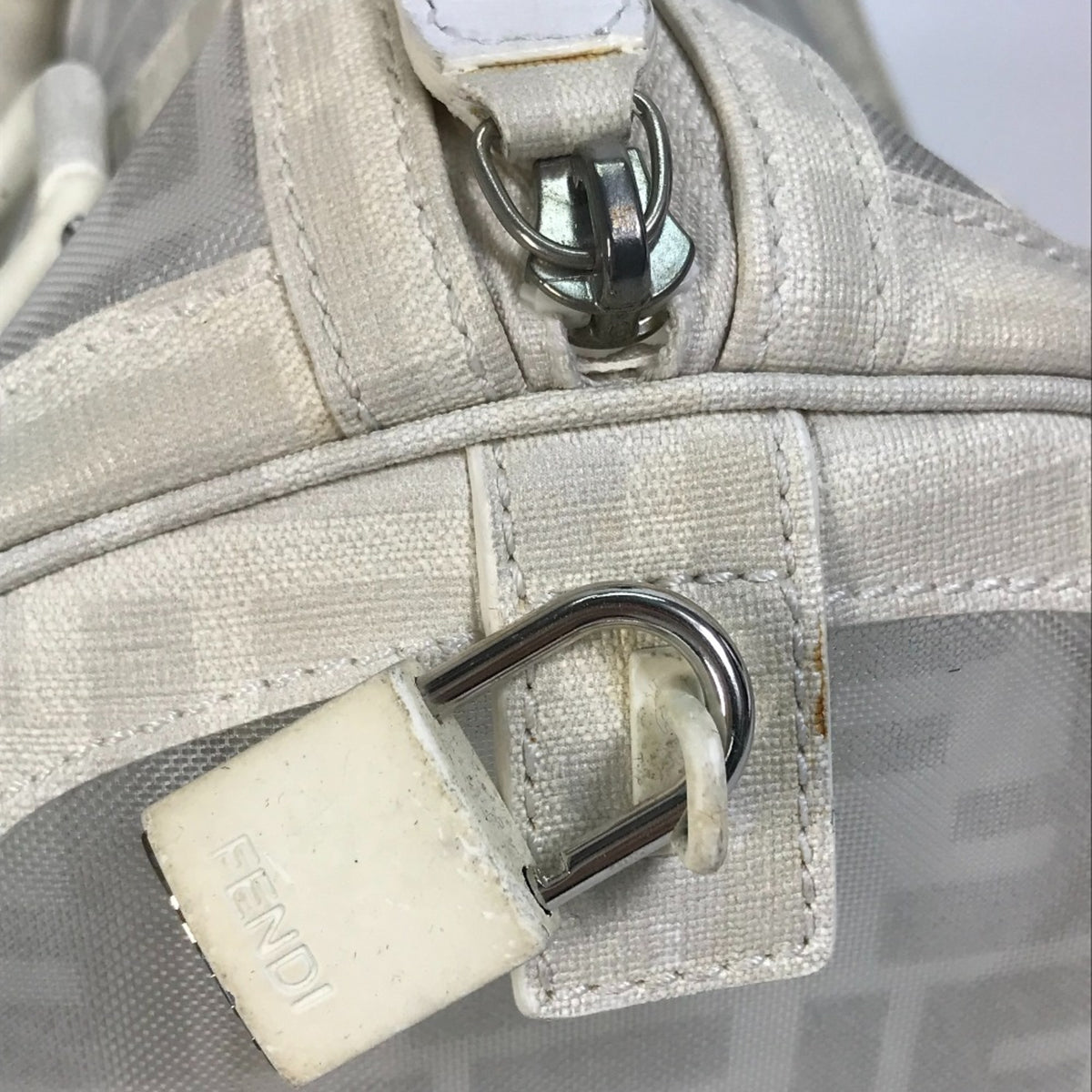 Fendi White Leather Boston Bag (Pre-Owned)