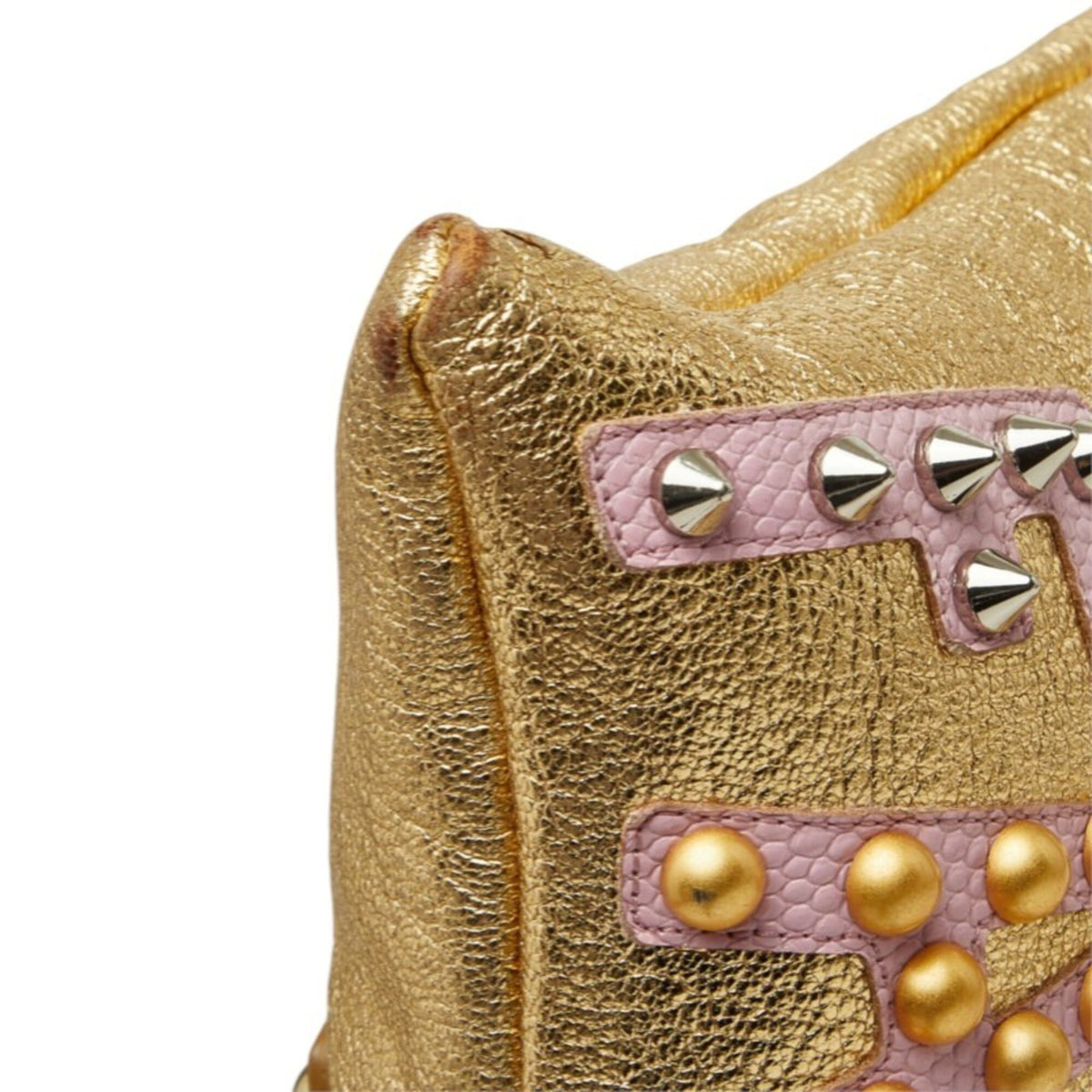 Dolce & Gabbana Gold Metal Leather Clutch Bag Shoulder Bag (Pre-Owned)
