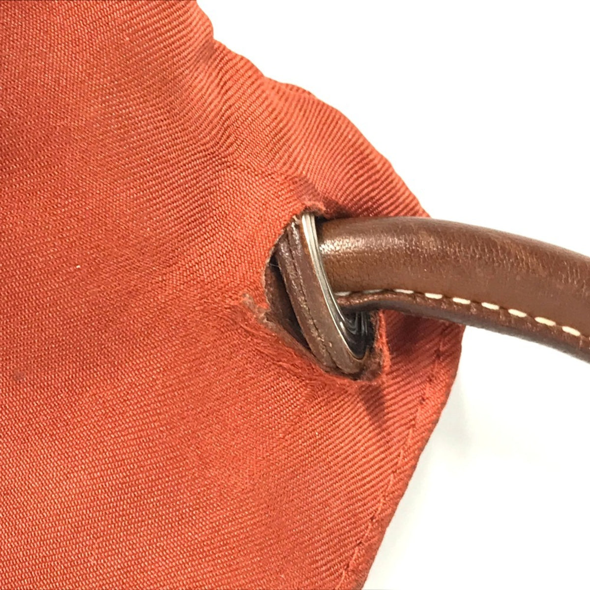 Hermes Orange Silk Leather Pouch Shoulder Bag (Pre-Owned)